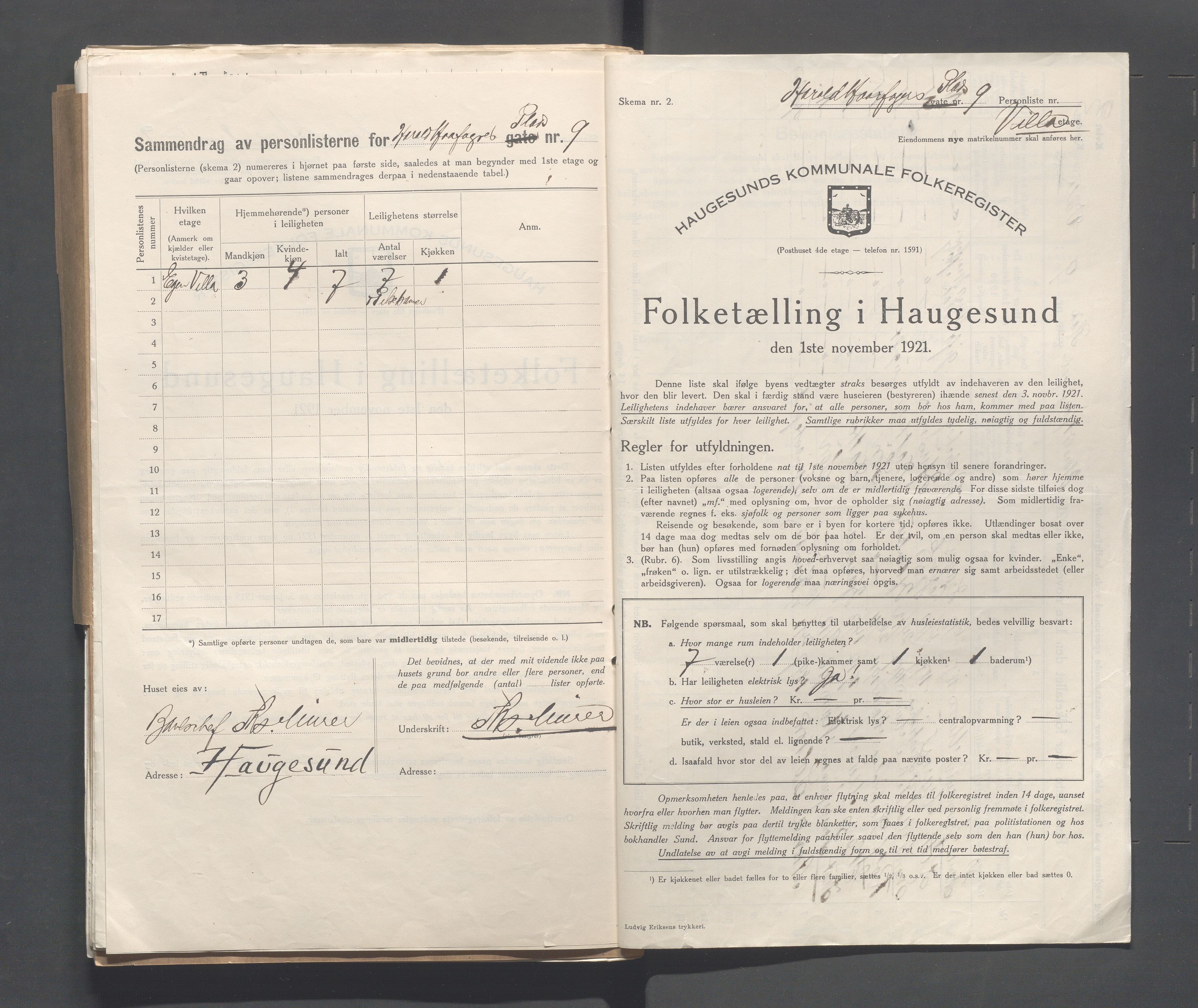 IKAR, Kommunal folketelling 1.11.1921 for Haugesund, 1921, s. 1238
