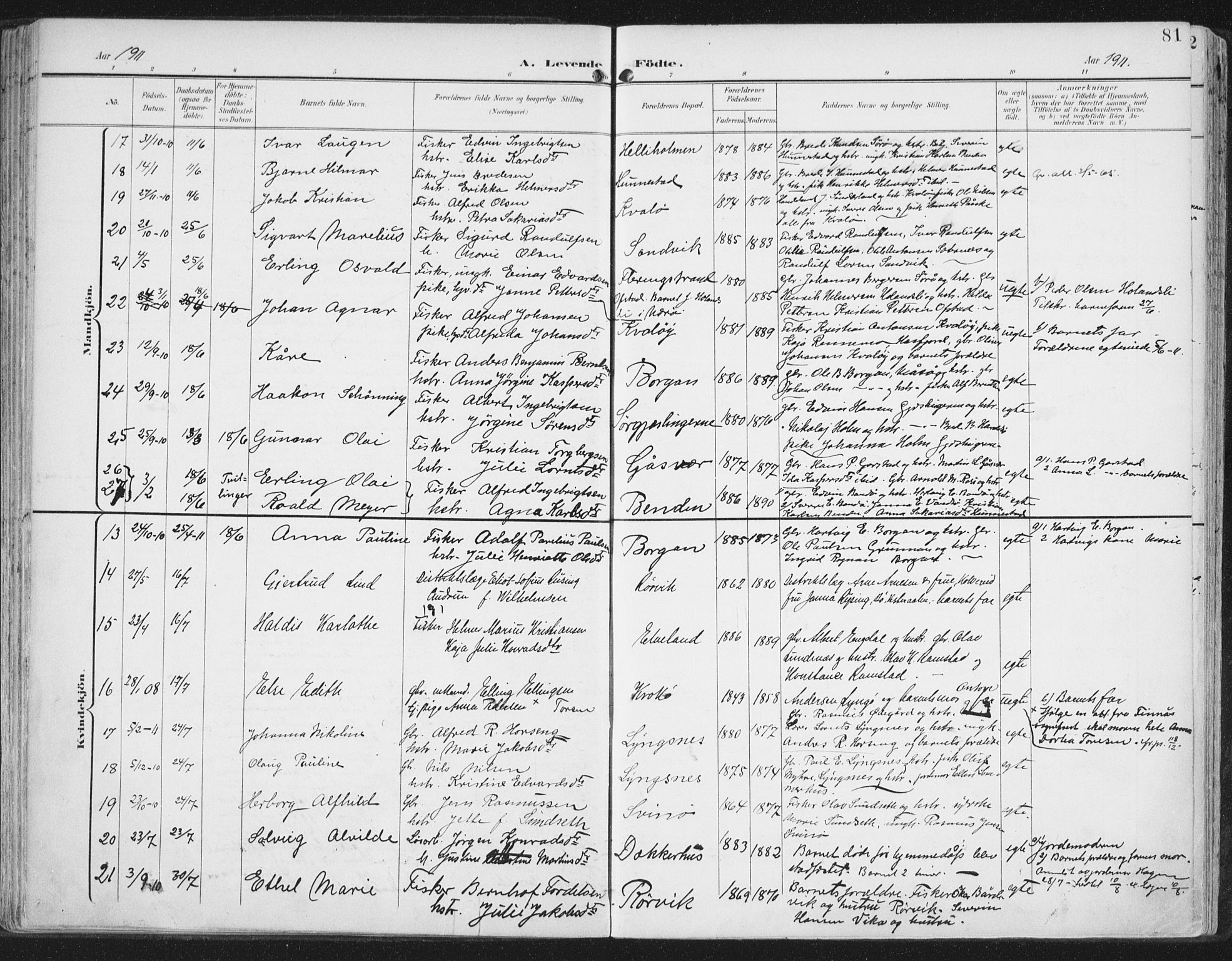 Ministerialprotokoller, klokkerbøker og fødselsregistre - Nord-Trøndelag, AV/SAT-A-1458/786/L0688: Ministerialbok nr. 786A04, 1899-1912, s. 81