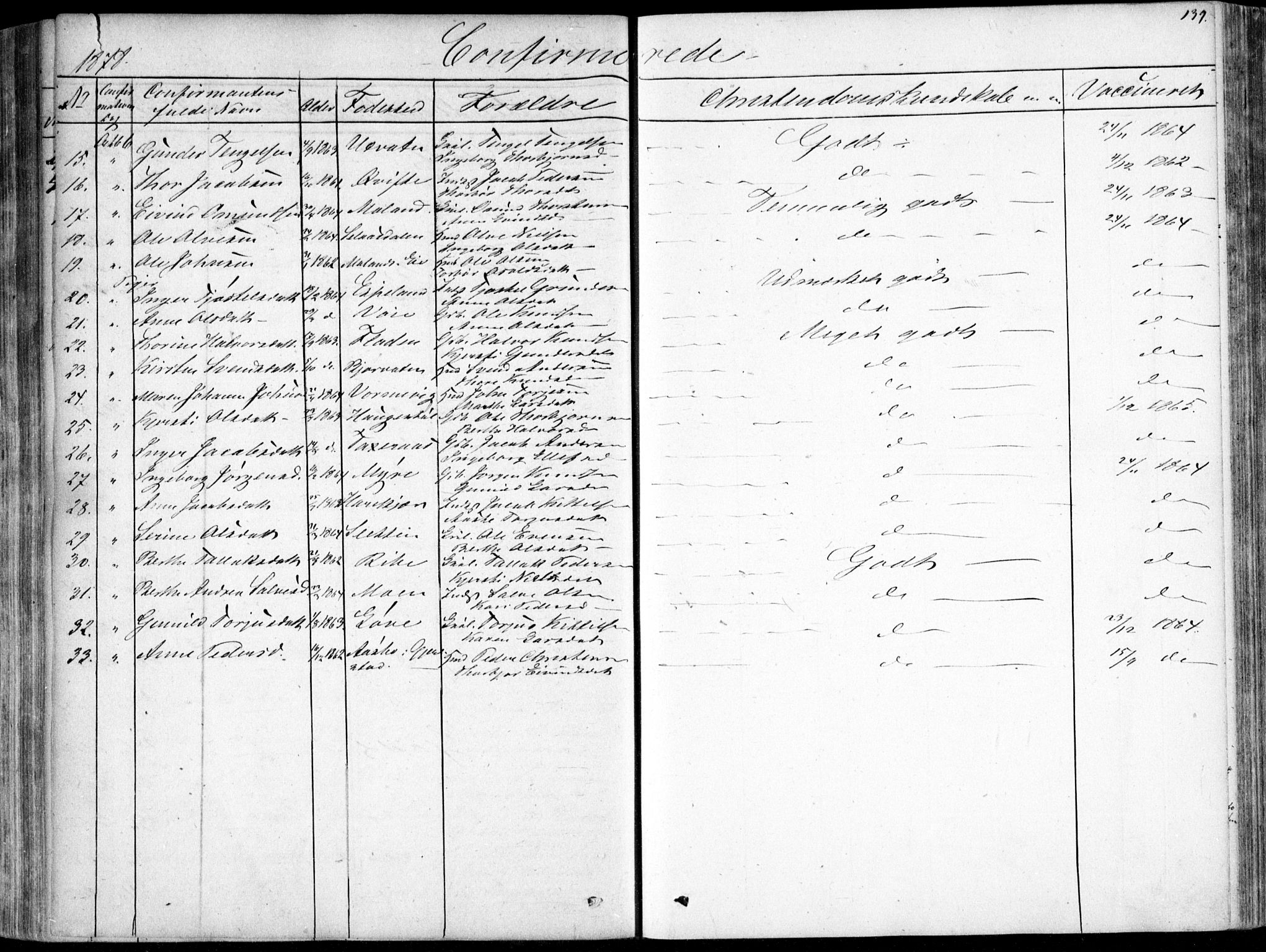 Gjerstad sokneprestkontor, AV/SAK-1111-0014/F/Fa/Fab/L0003: Ministerialbok nr. A 3, 1853-1878, s. 139