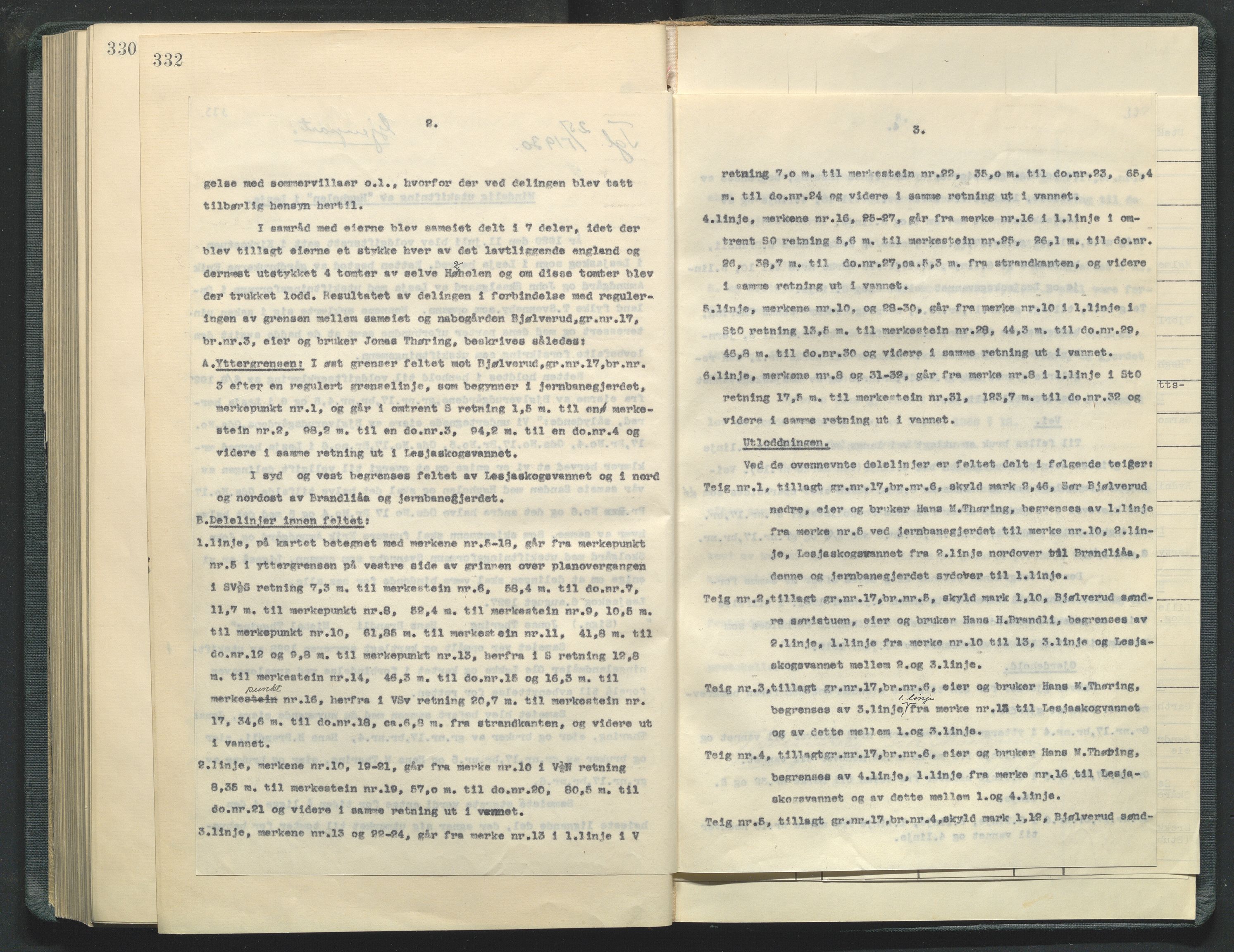 Utskiftningsformannen i Oppland fylke, AV/SAH-JORDSKIFTEO-001/G/Ga/L0006/0002: Rettsbøker / Rettsbok - protokoll nr. 12, 1920-1929, s. 332