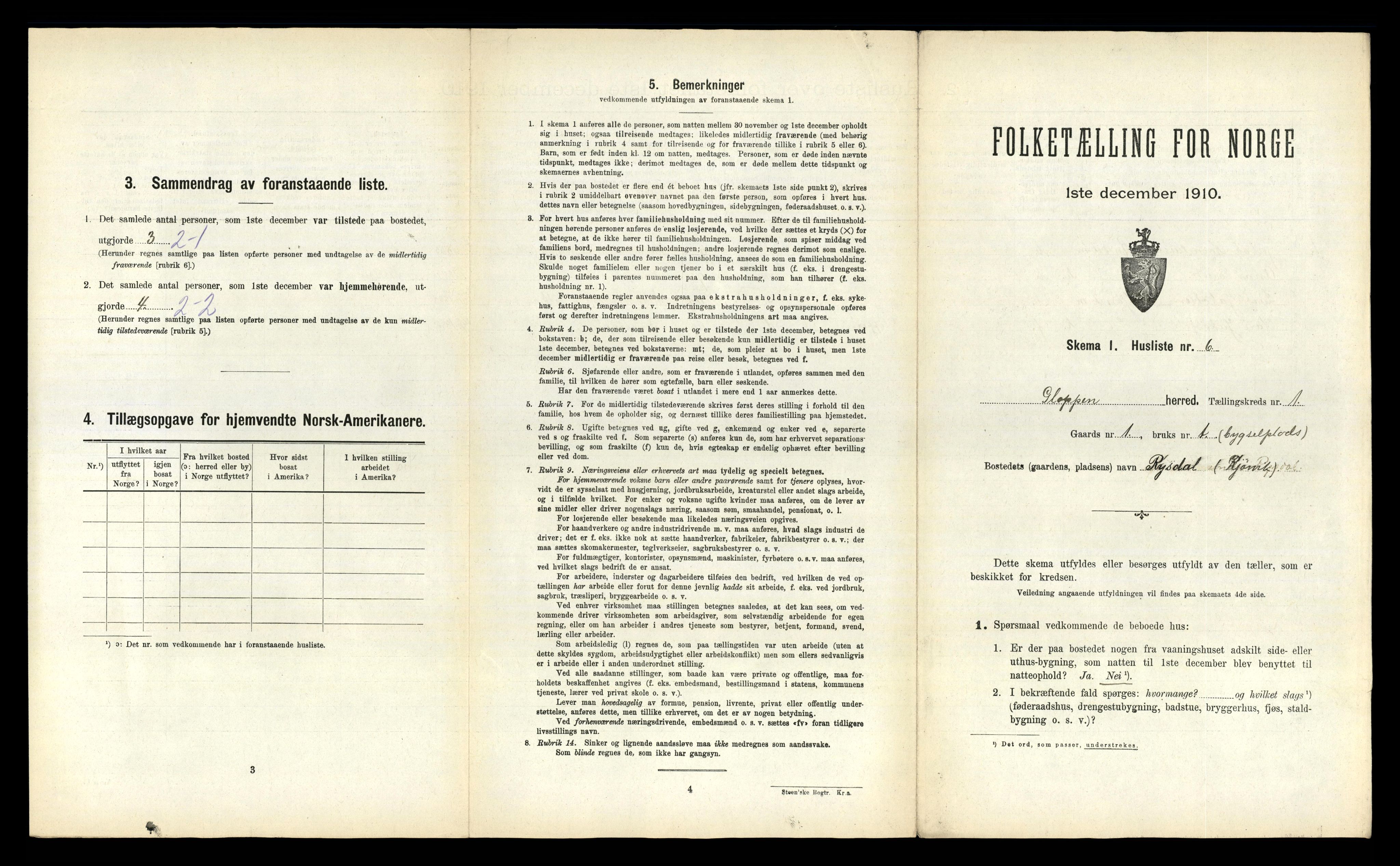RA, Folketelling 1910 for 1445 Gloppen herred, 1910, s. 54
