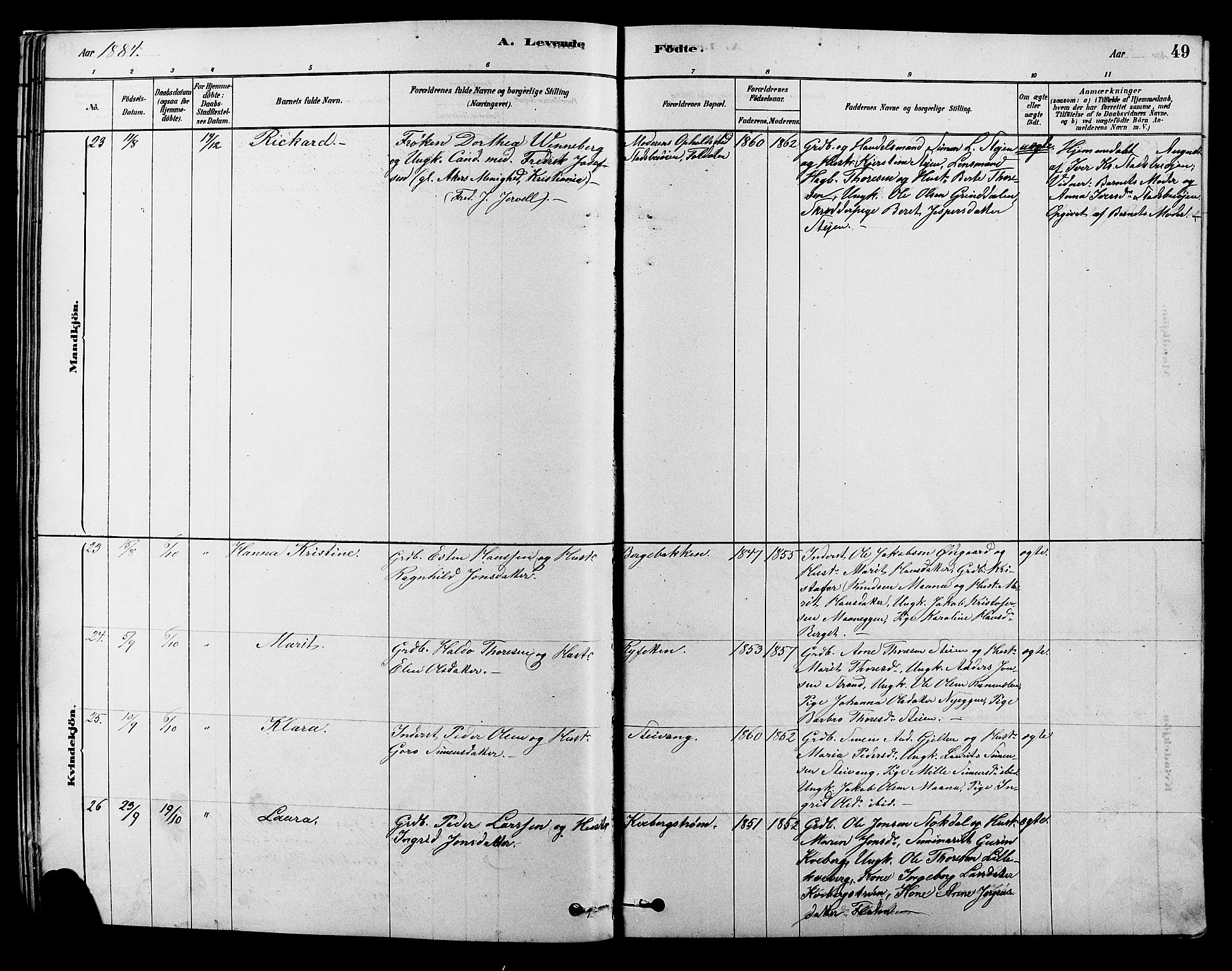 Alvdal prestekontor, AV/SAH-PREST-060/H/Ha/Hab/L0003: Klokkerbok nr. 3, 1878-1907, s. 49