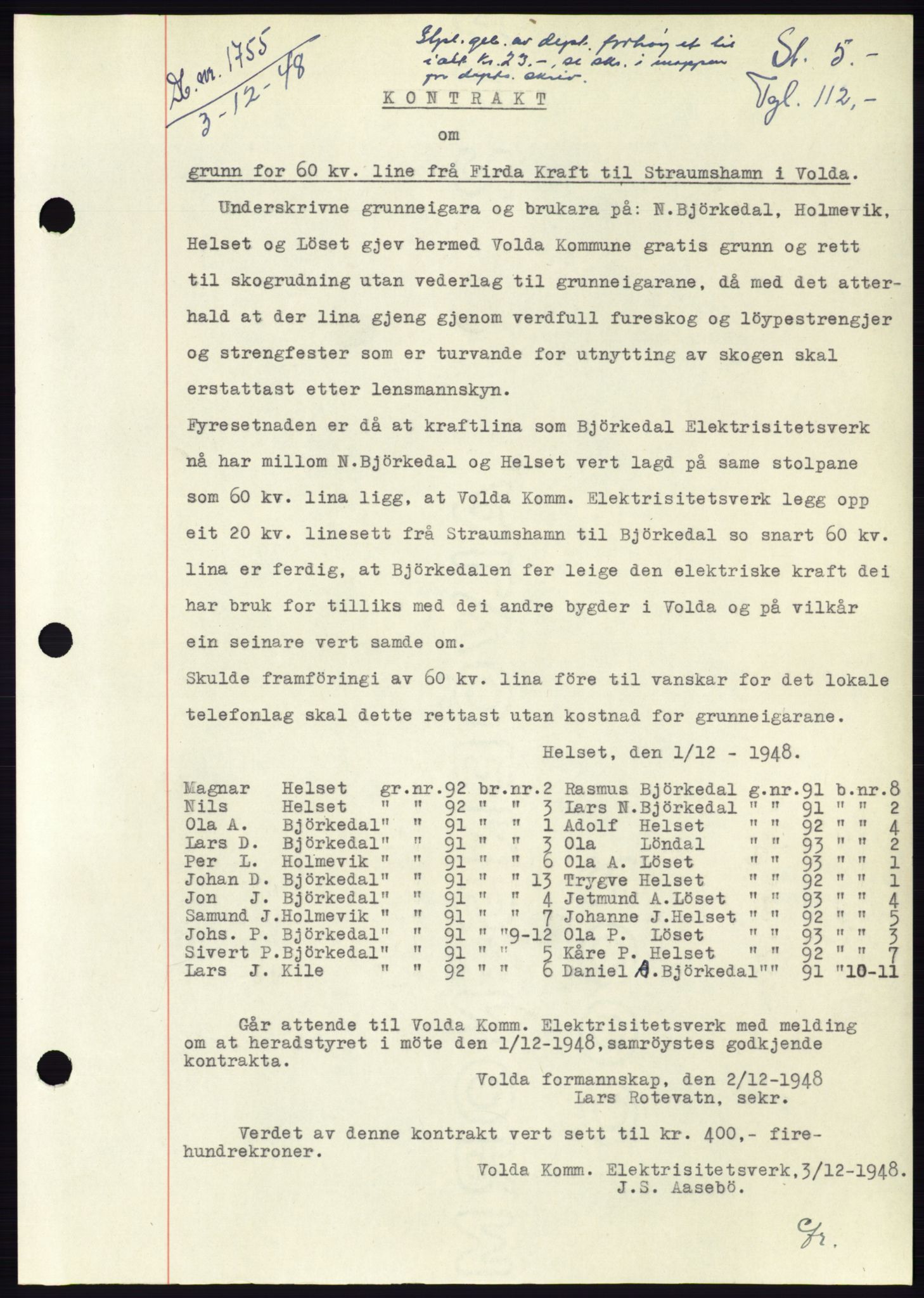 Søre Sunnmøre sorenskriveri, AV/SAT-A-4122/1/2/2C/L0083: Pantebok nr. 9A, 1948-1949, Dagboknr: 1755/1948