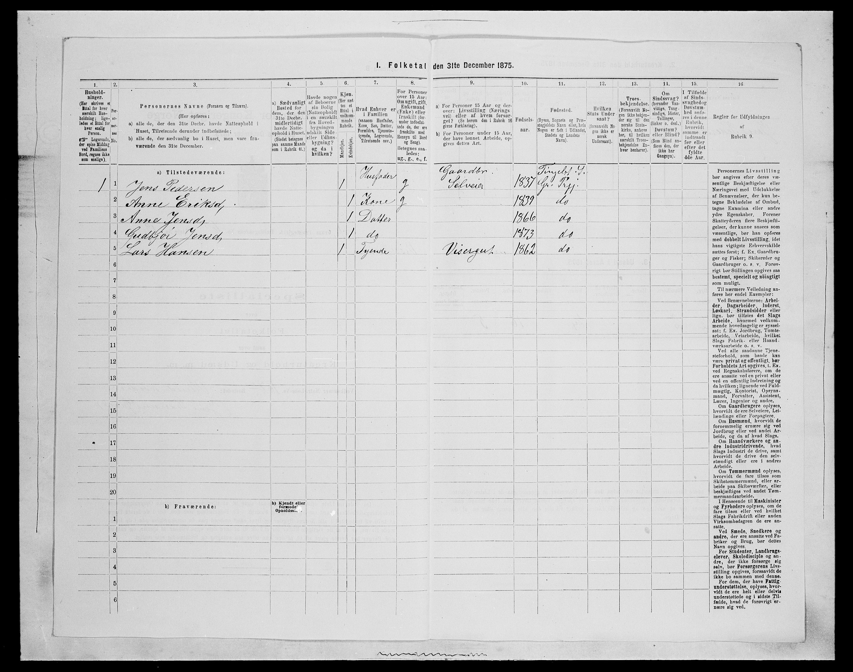 SAH, Folketelling 1875 for 0534P Gran prestegjeld, 1875, s. 1058