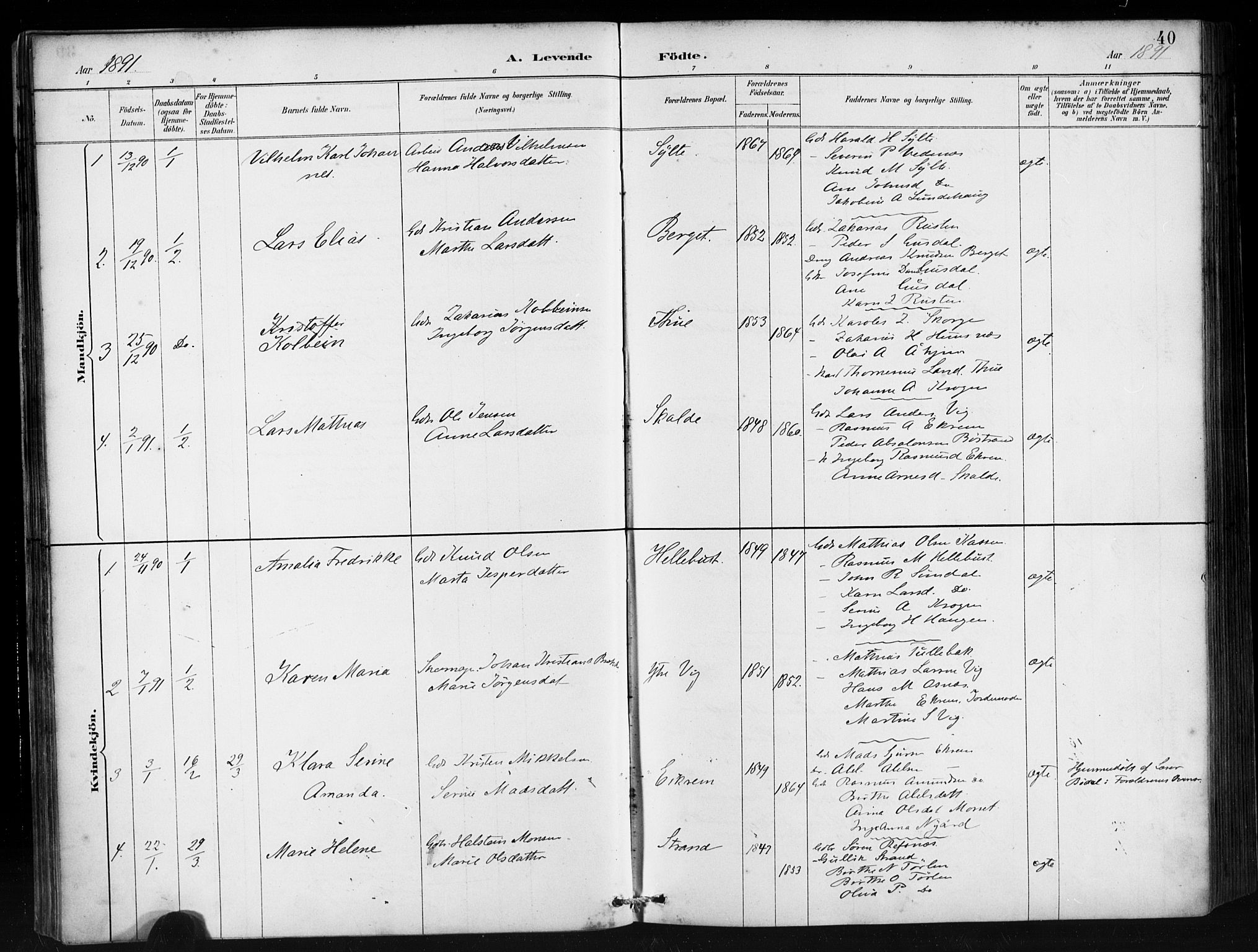 Ministerialprotokoller, klokkerbøker og fødselsregistre - Møre og Romsdal, SAT/A-1454/501/L0008: Ministerialbok nr. 501A08, 1885-1901, s. 40