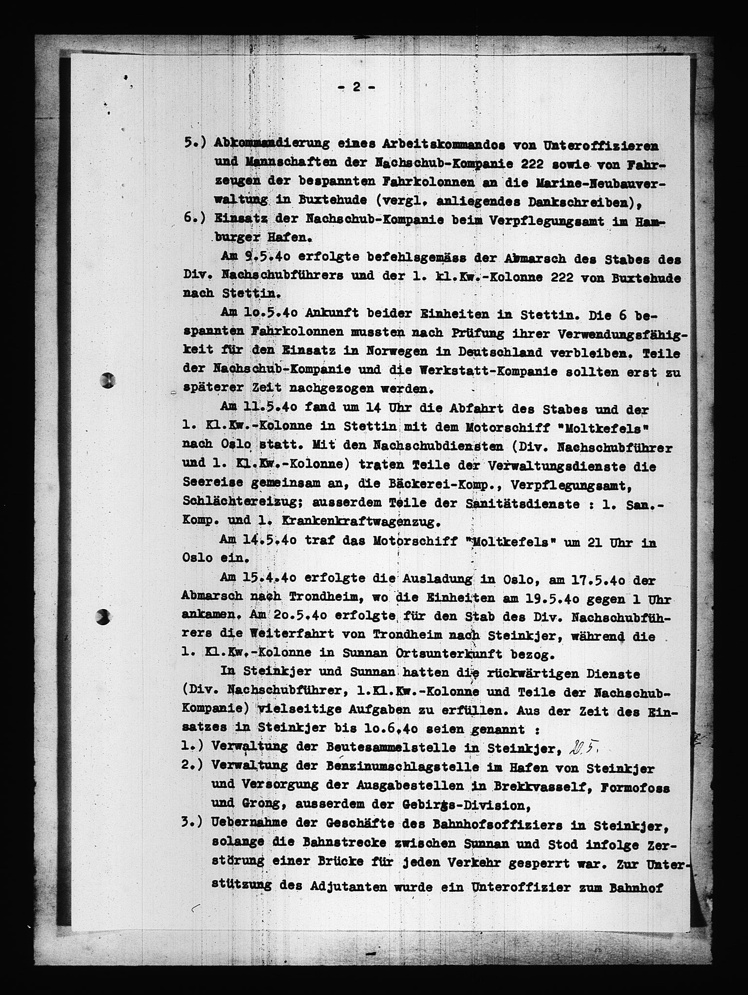 Documents Section, RA/RAFA-2200/V/L0087: Amerikansk mikrofilm "Captured German Documents".
Box No. 726.  FKA jnr. 601/1954., 1940, s. 293