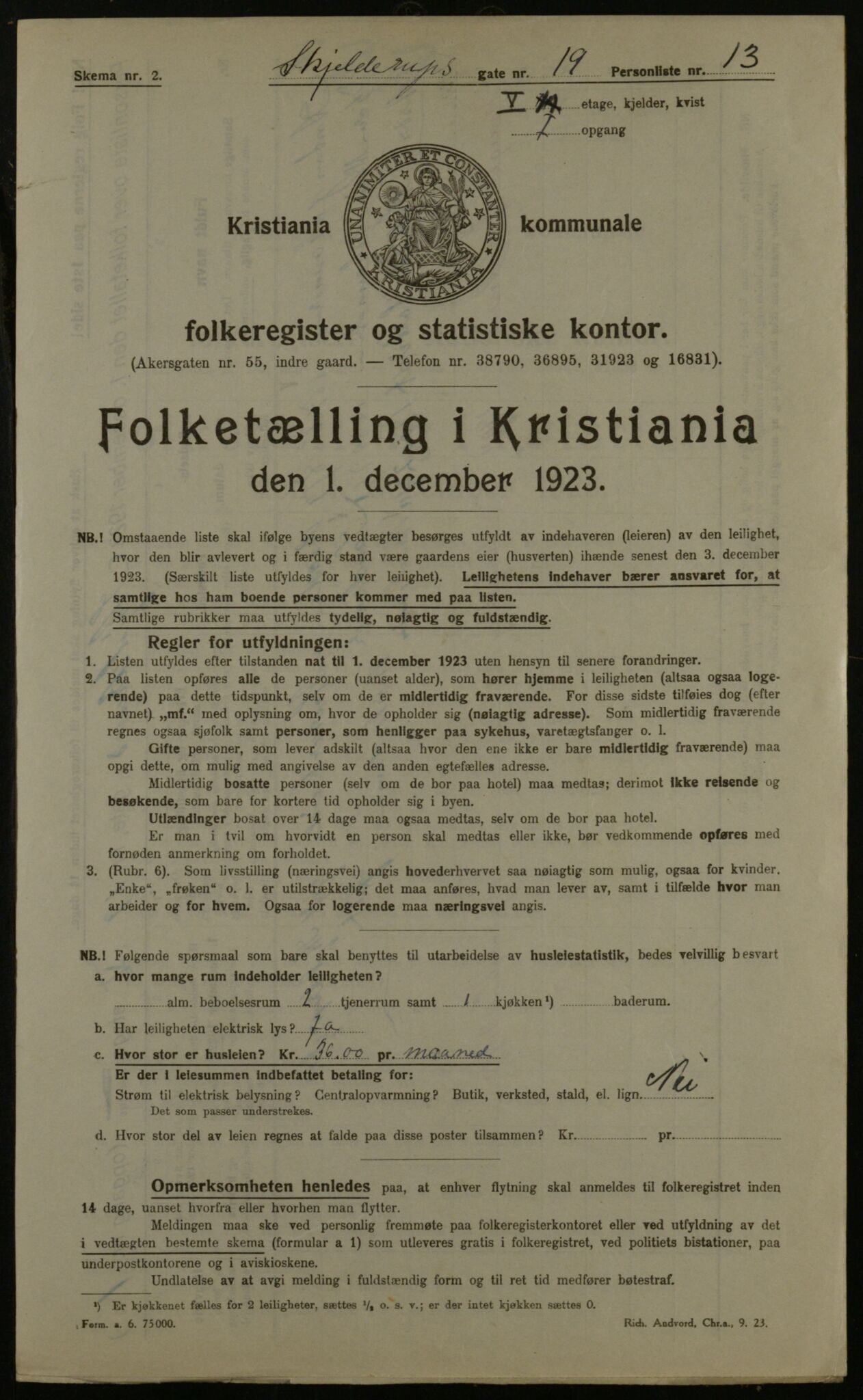 OBA, Kommunal folketelling 1.12.1923 for Kristiania, 1923, s. 106436