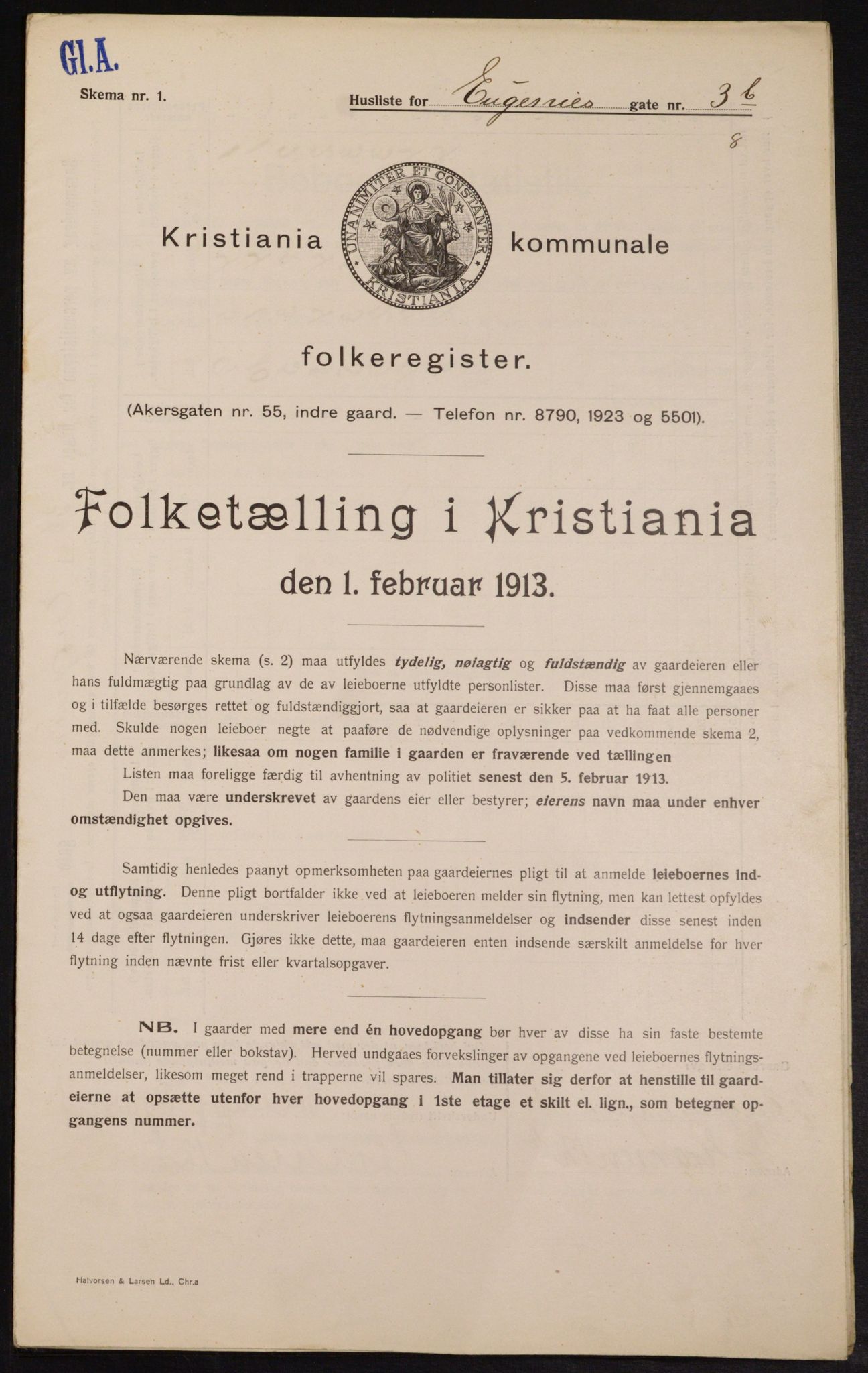 OBA, Kommunal folketelling 1.2.1913 for Kristiania, 1913, s. 22766