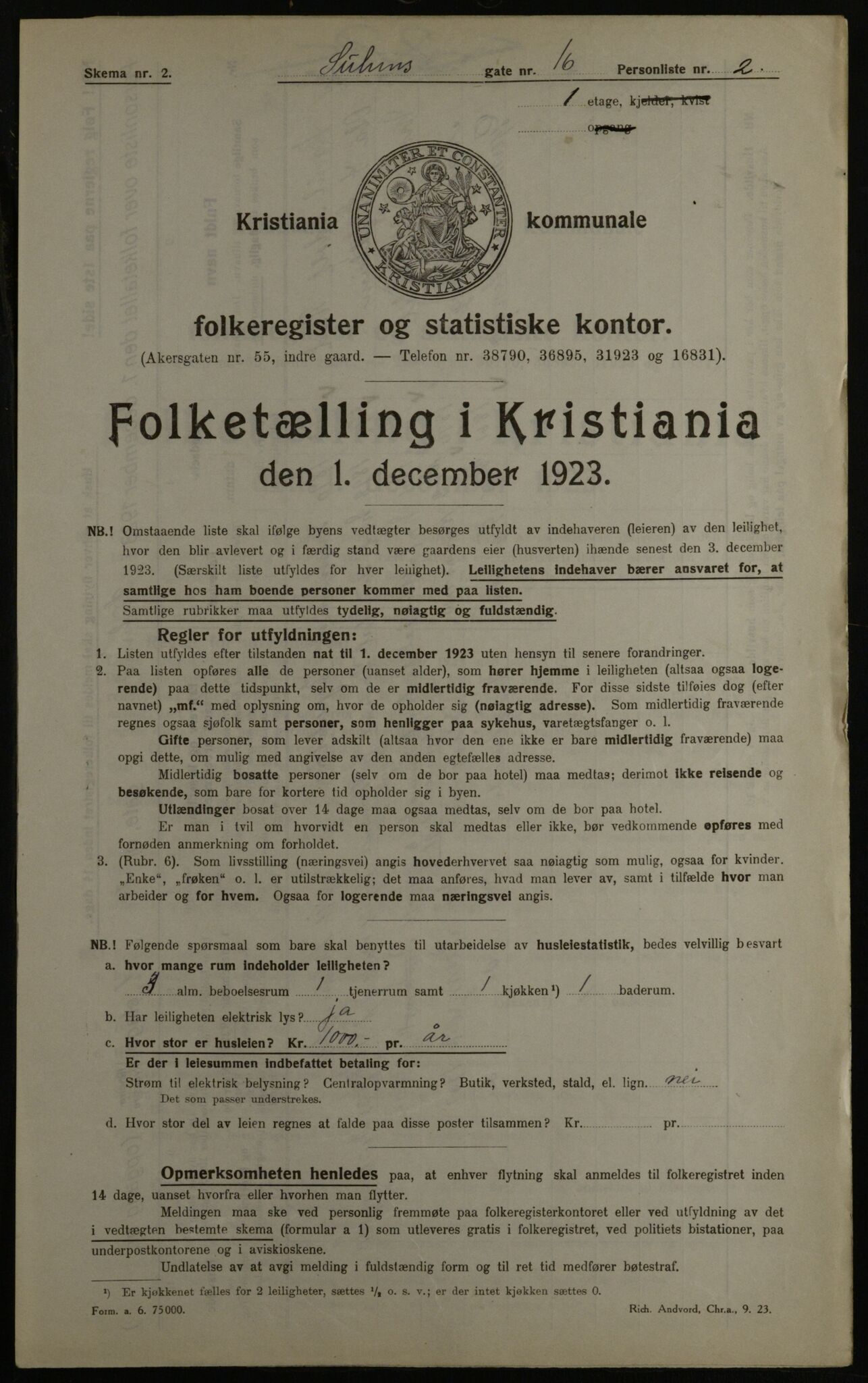 OBA, Kommunal folketelling 1.12.1923 for Kristiania, 1923, s. 116053