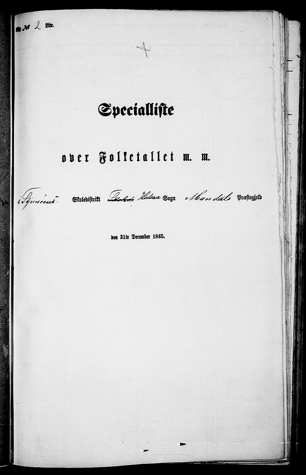 RA, Folketelling 1865 for 1019L Mandal prestegjeld, Halse sokn og Harkmark sokn, 1865, s. 33