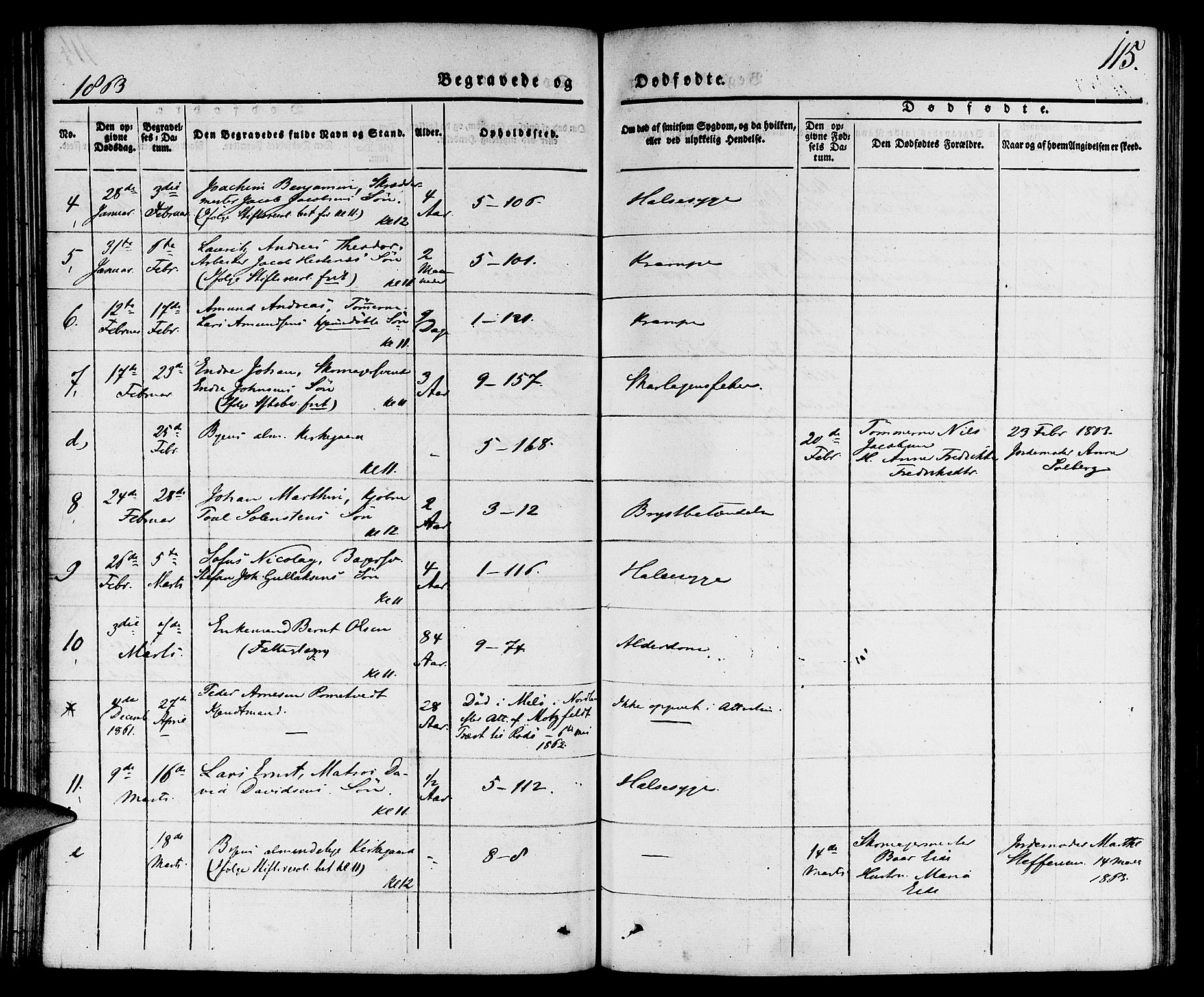 Nykirken Sokneprestembete, AV/SAB-A-77101/H/Hab: Klokkerbok nr. E 1, 1840-1866, s. 115