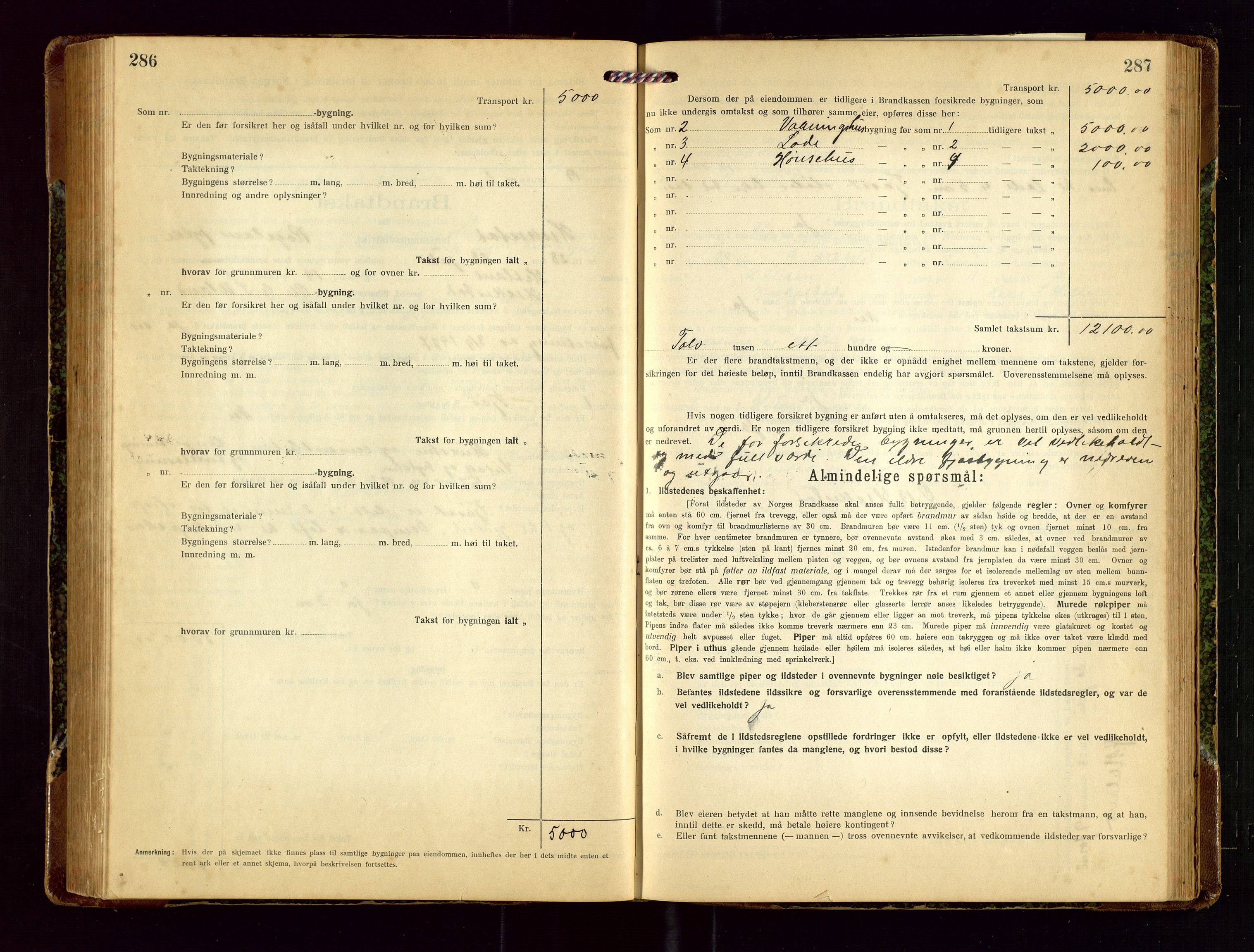 Heskestad lensmannskontor, SAST/A-100304/Gob/L0003: "Brandtakstprotokoll", 1922-1934, s. 286-287