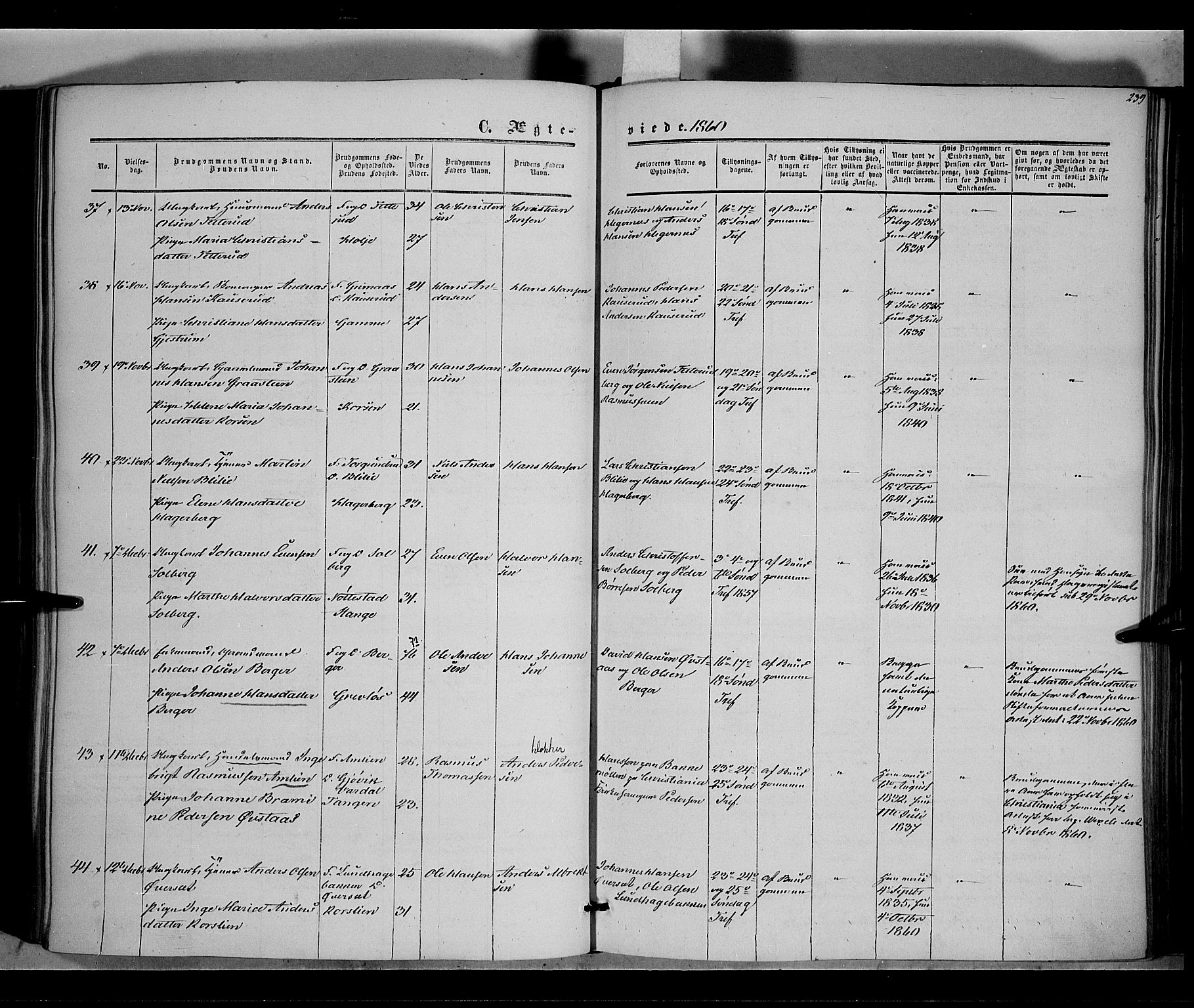 Vestre Toten prestekontor, SAH/PREST-108/H/Ha/Haa/L0006: Ministerialbok nr. 6, 1856-1861, s. 239