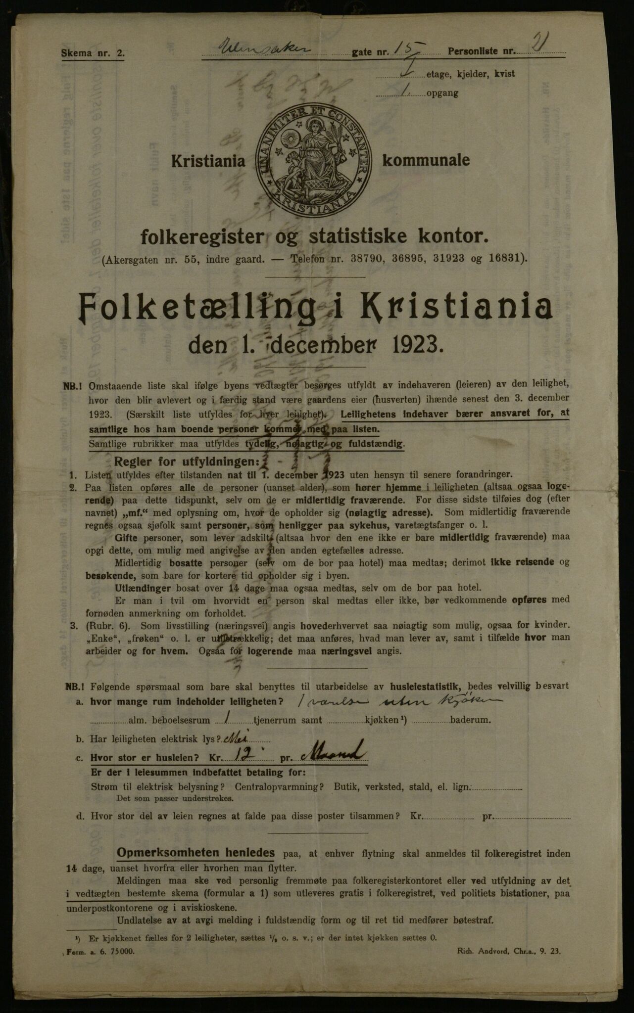 OBA, Kommunal folketelling 1.12.1923 for Kristiania, 1923, s. 131318