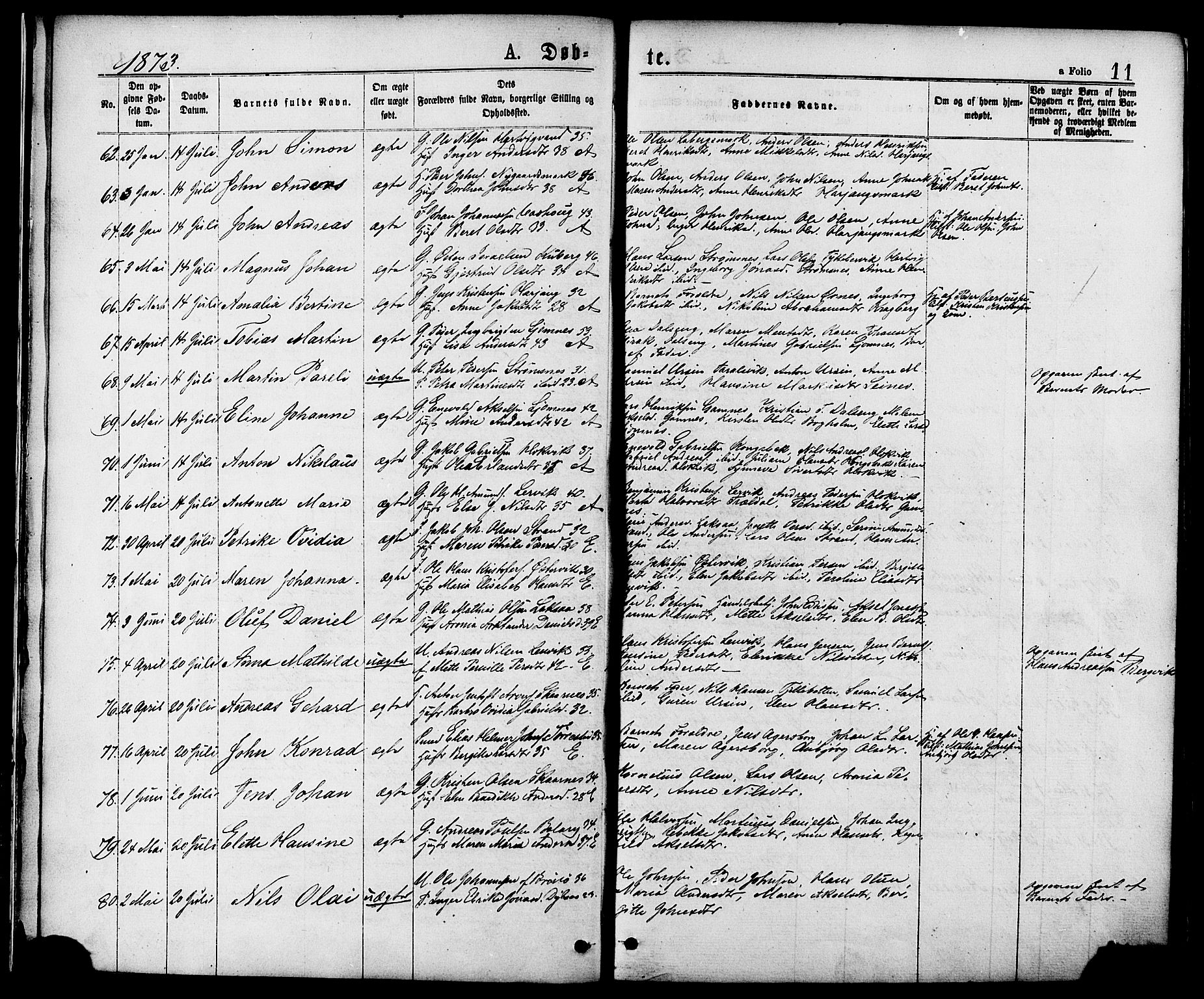 Ministerialprotokoller, klokkerbøker og fødselsregistre - Nordland, AV/SAT-A-1459/863/L0897: Ministerialbok nr. 863A09, 1872-1886, s. 11