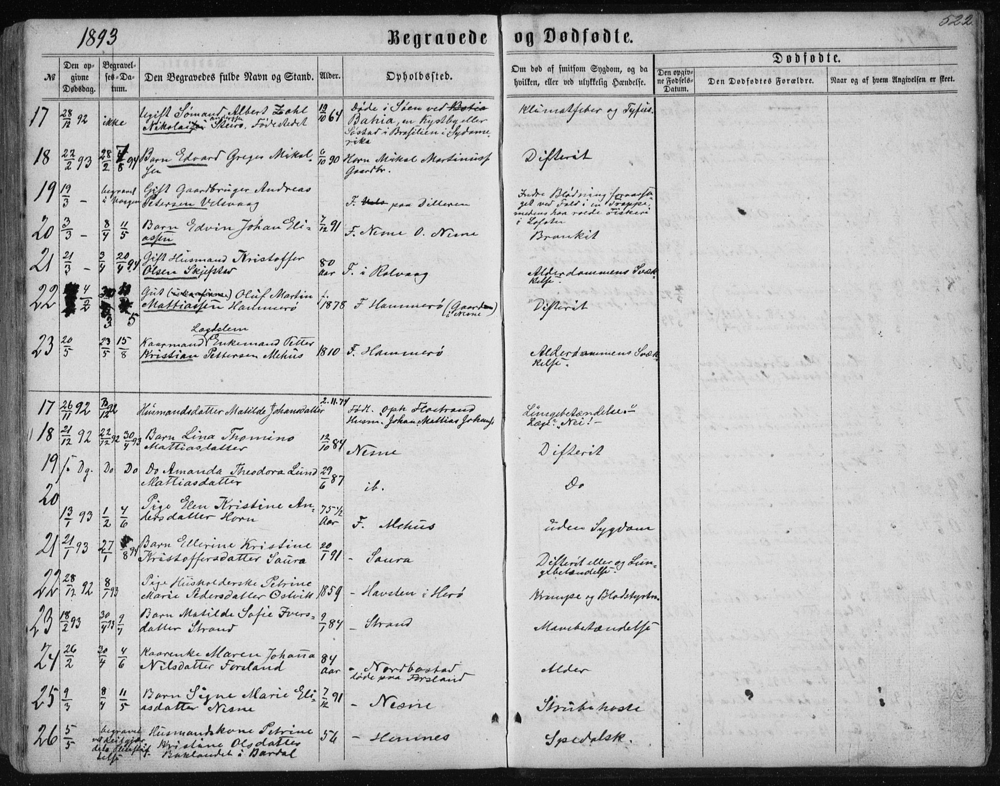 Ministerialprotokoller, klokkerbøker og fødselsregistre - Nordland, AV/SAT-A-1459/838/L0556: Klokkerbok nr. 838C03, 1861-1893, s. 522