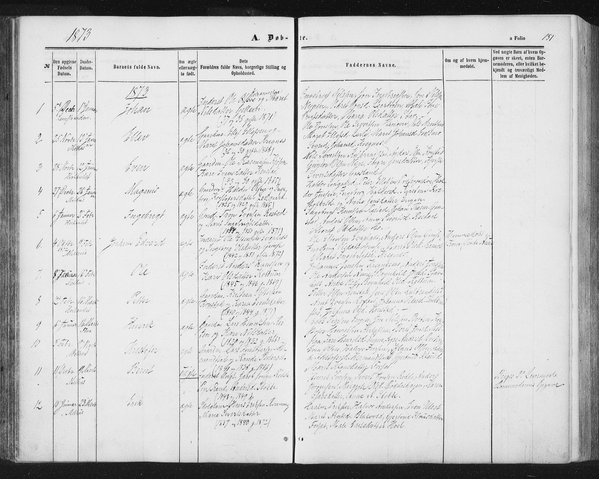 Ministerialprotokoller, klokkerbøker og fødselsregistre - Sør-Trøndelag, SAT/A-1456/691/L1077: Ministerialbok nr. 691A09, 1862-1873, s. 151