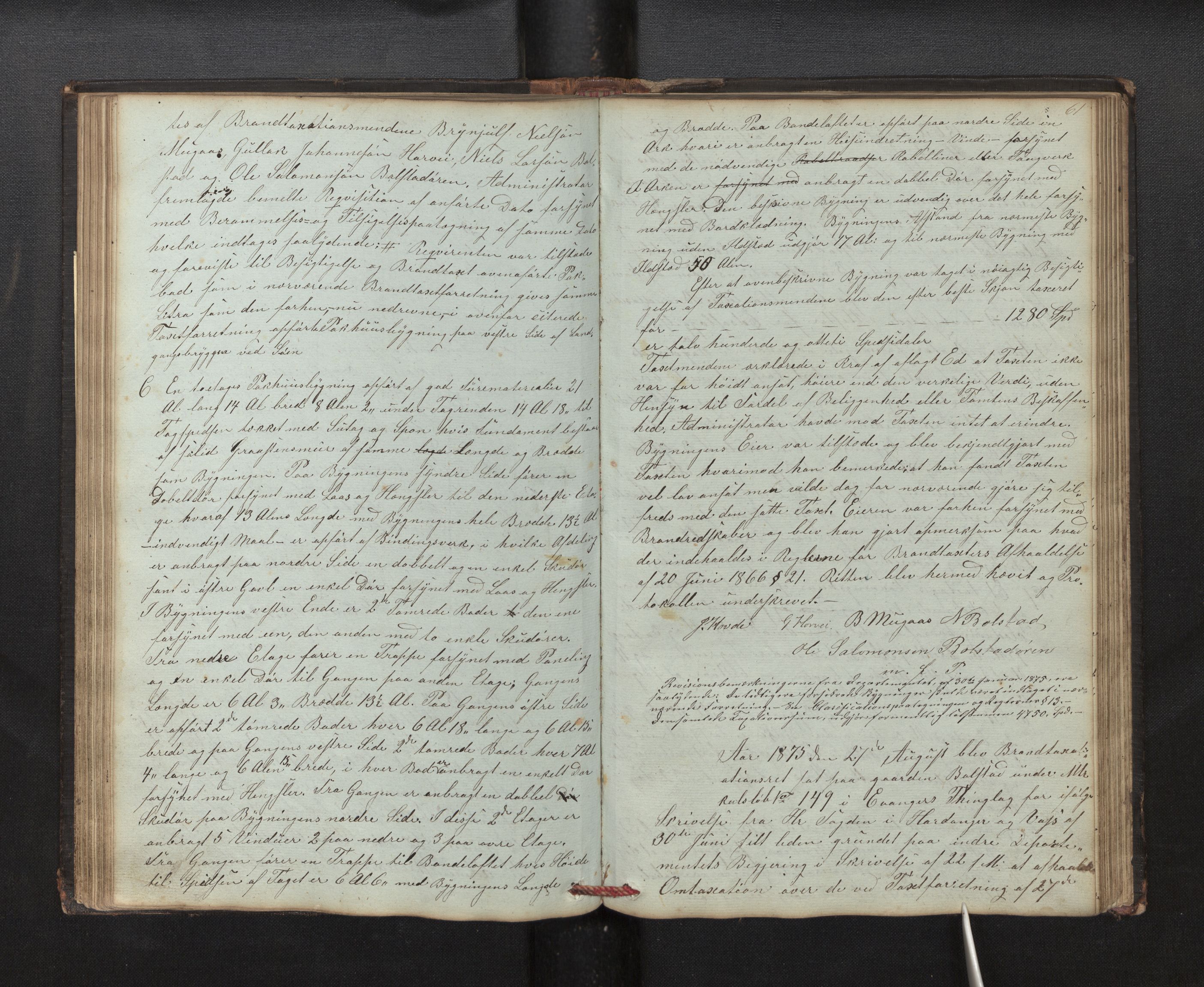 Lensmannen i Evanger, AV/SAB-A-31701/0012/L0001: Branntakstprotokoll, 1846-1914, s. 60b-61a