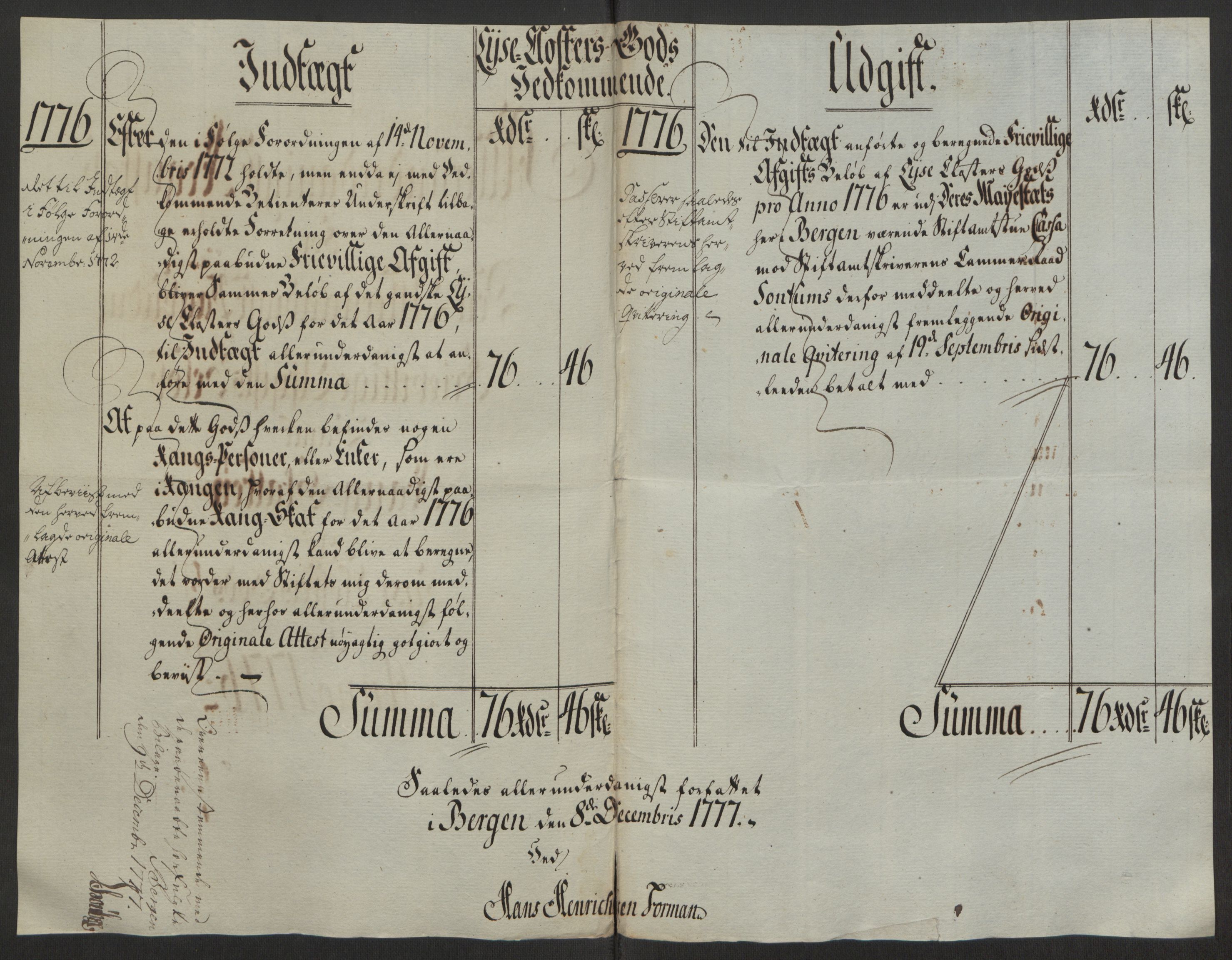 Rentekammeret inntil 1814, Reviderte regnskaper, Fogderegnskap, AV/RA-EA-4092/R50/L3180: Ekstraskatten Lyse kloster, 1762-1783, s. 381