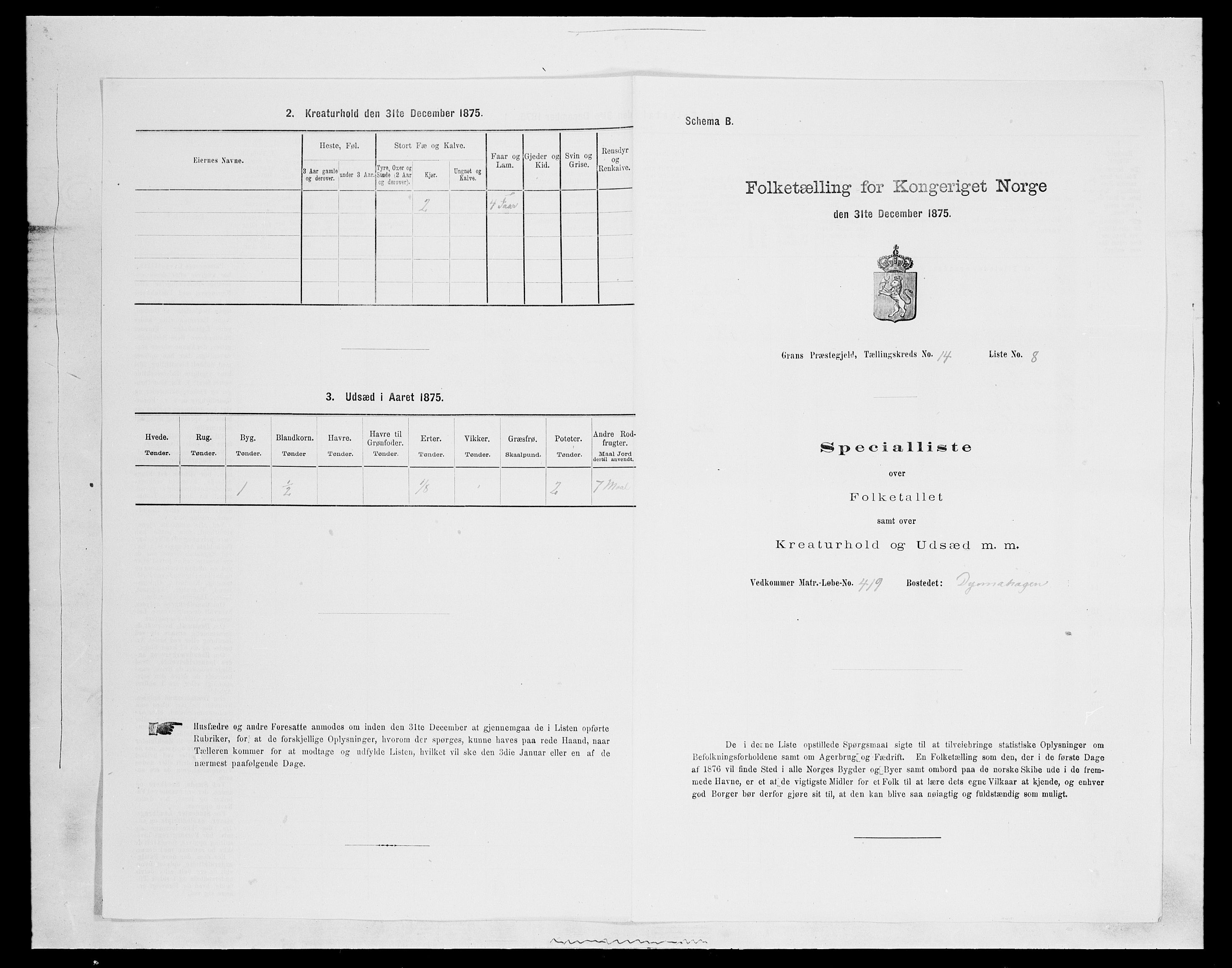 SAH, Folketelling 1875 for 0534P Gran prestegjeld, 1875, s. 2545