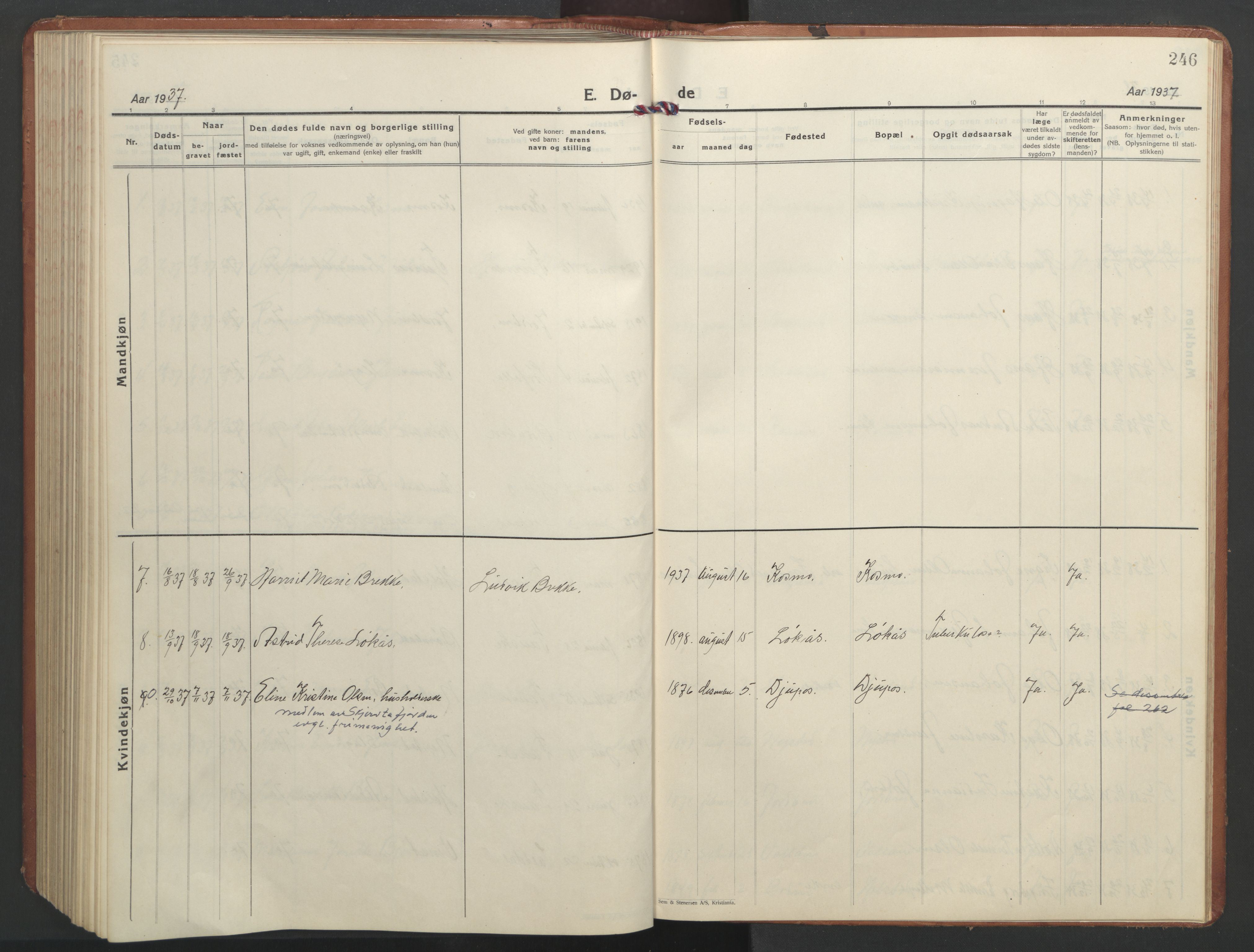 Ministerialprotokoller, klokkerbøker og fødselsregistre - Nordland, AV/SAT-A-1459/851/L0727: Klokkerbok nr. 851C02, 1925-1948, s. 246