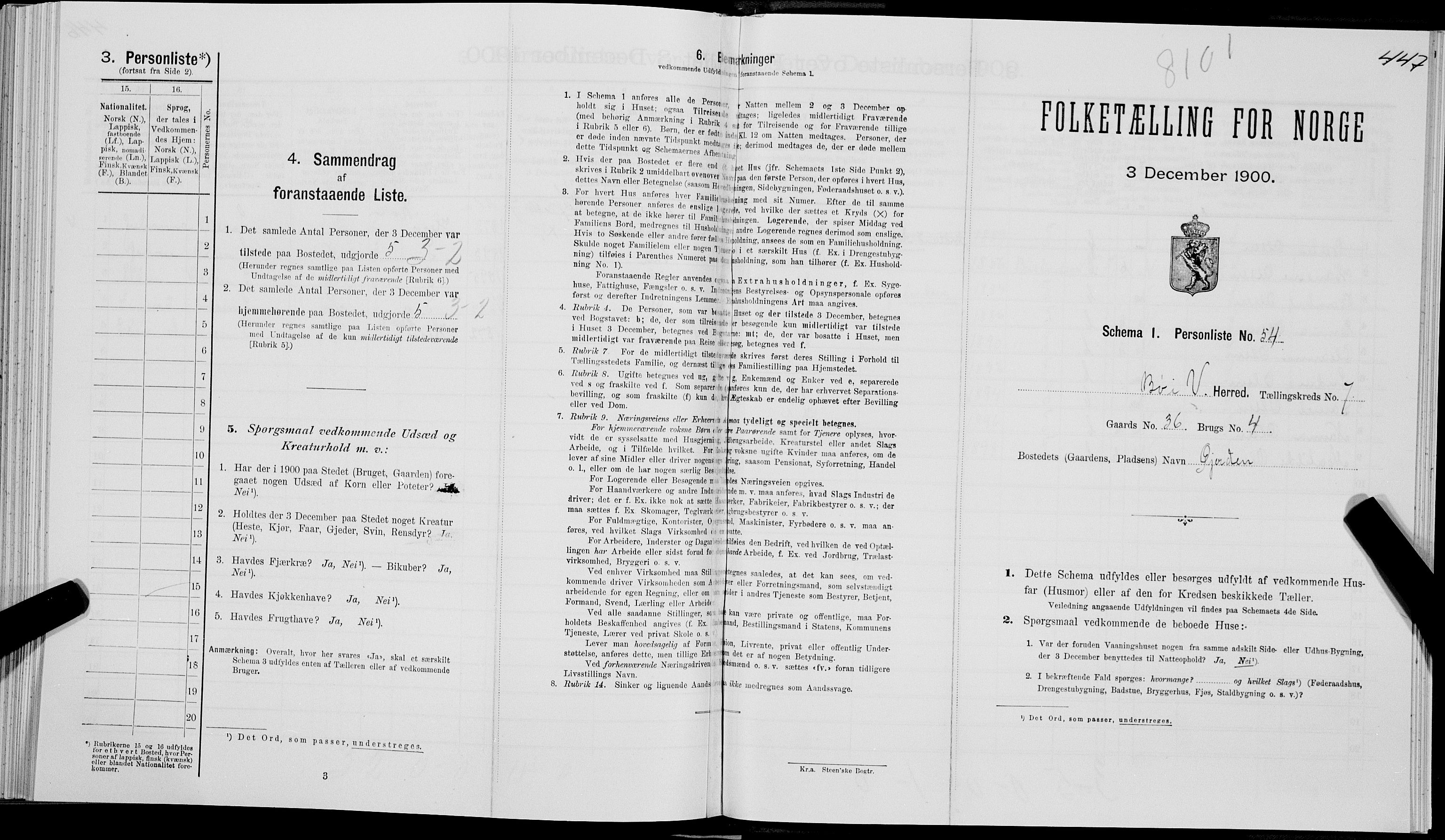 SAT, Folketelling 1900 for 1867 Bø herred, 1900, s. 858