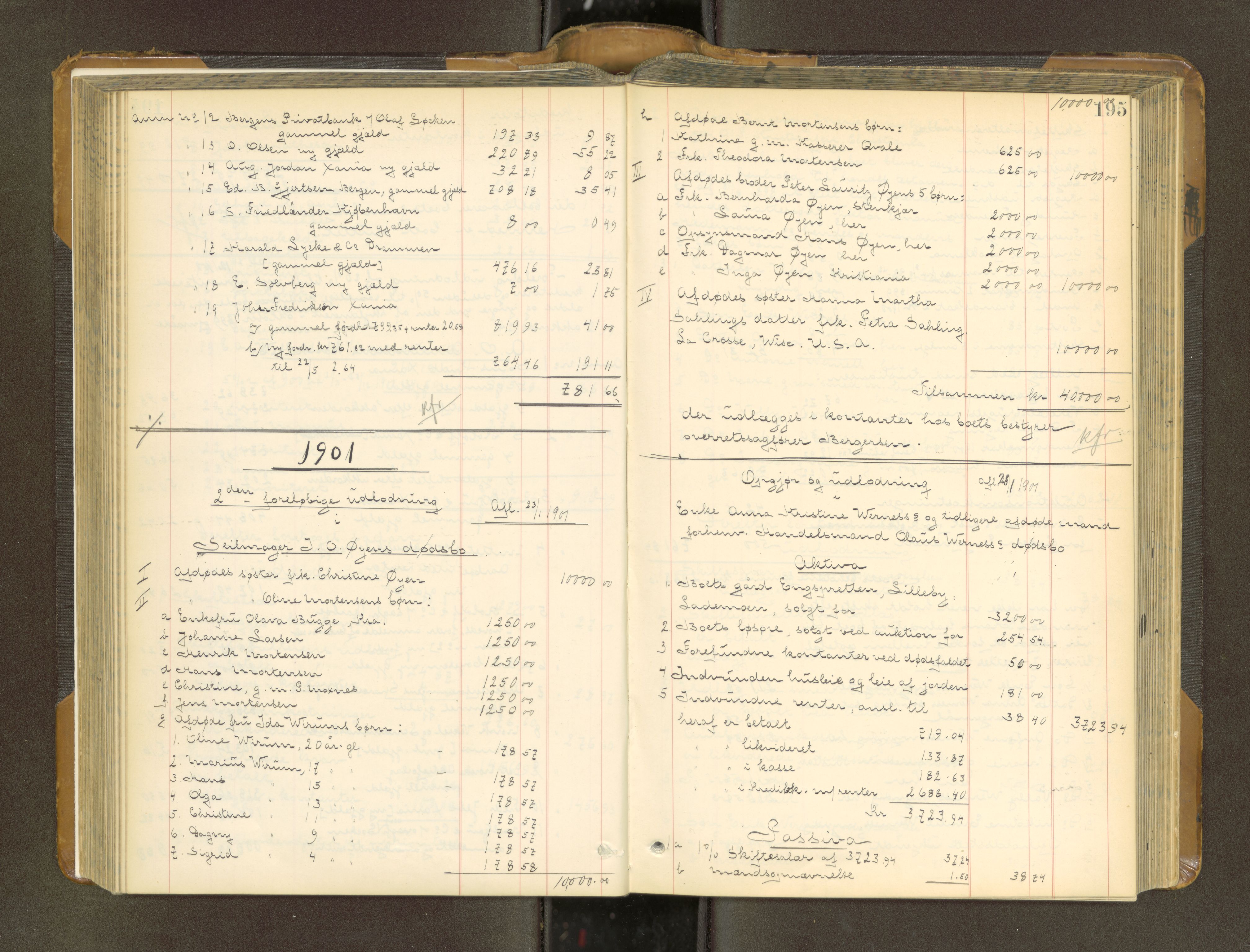 Trondheim byfogd, SAT/A-0003/1/3/3A/L0037: Skifteutlodningsprotokoll - 9/7-29/7. (m/ register) U, 1898-1903, s. 195