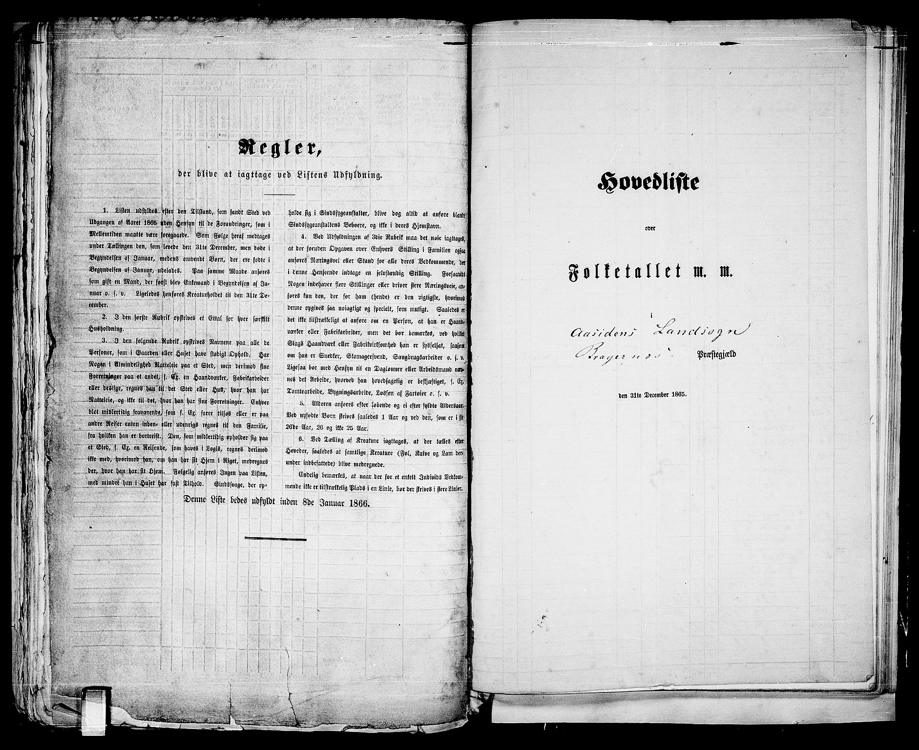 RA, Folketelling 1865 for 0691L Bragernes prestegjeld, Åssiden sokn, 1865, s. 1