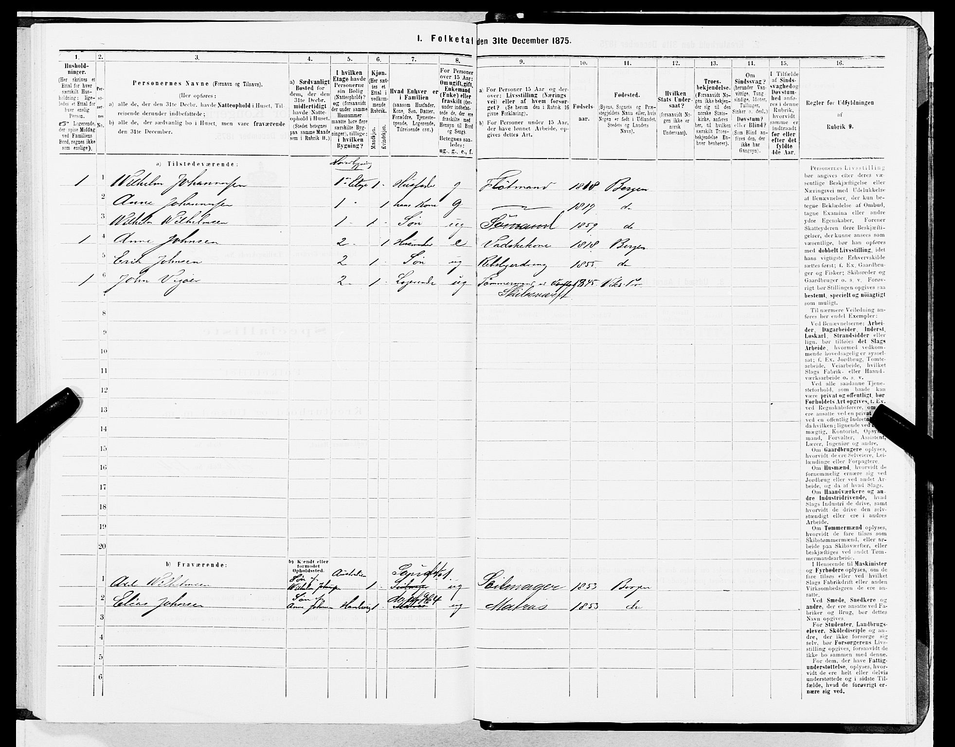 SAB, Folketelling 1875 for 1301 Bergen kjøpstad, 1875, s. 1122