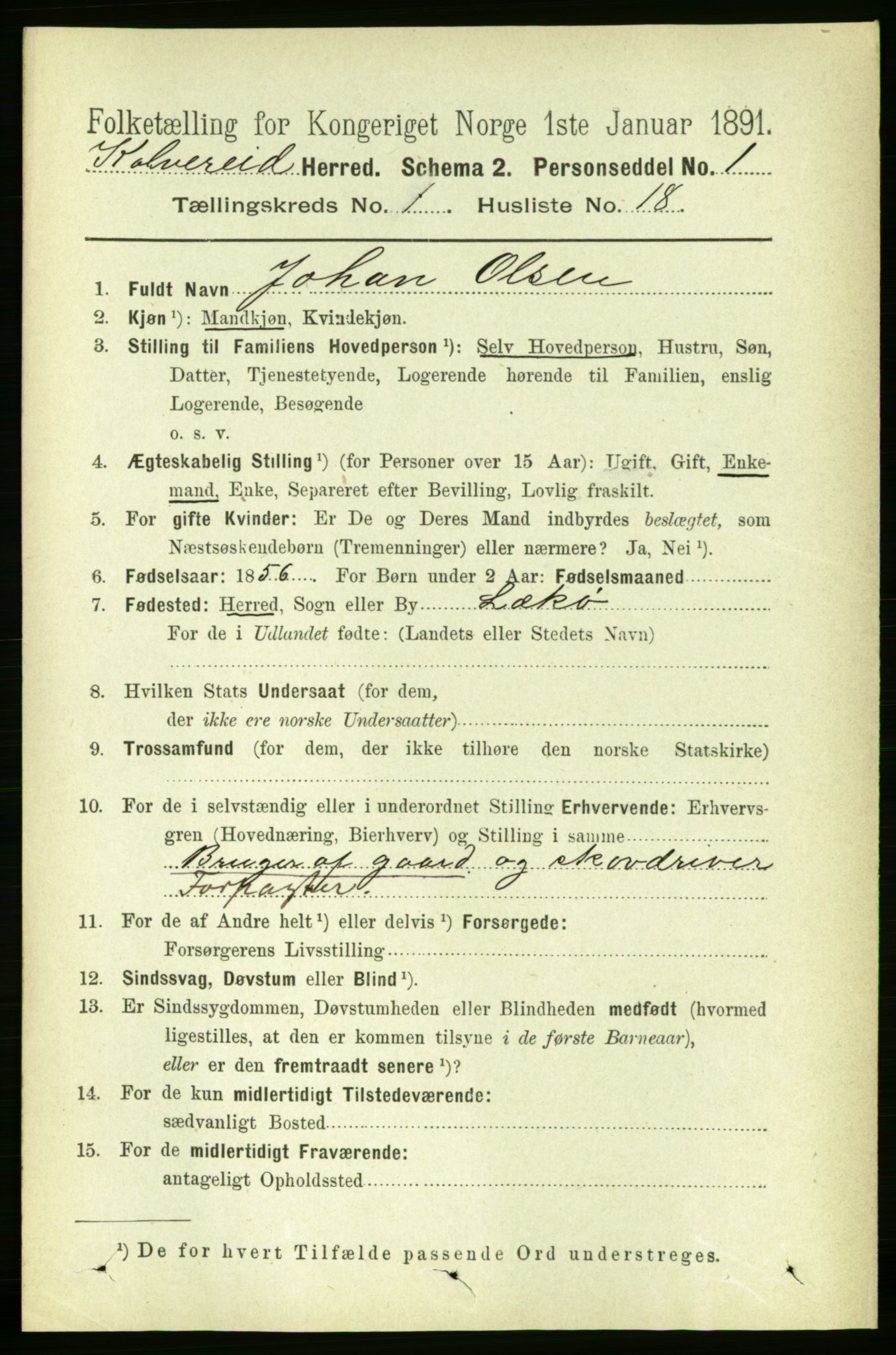 RA, Folketelling 1891 for 1752 Kolvereid herred, 1891, s. 211