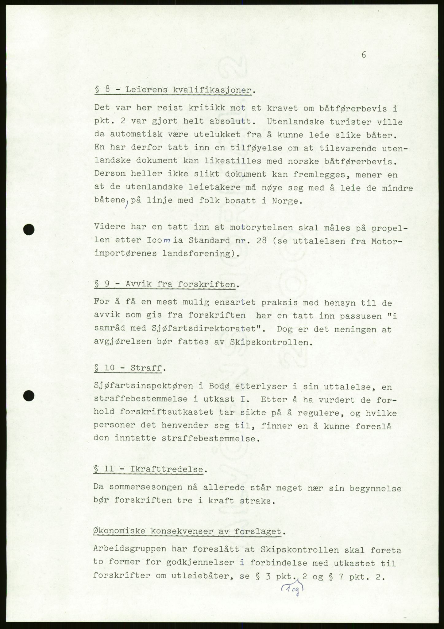 Sjøfartsdirektoratet med forløpere, generelt arkiv, AV/RA-S-1407/D/Du/Duc/L0642/0001: Skipskontrollen - Forskrifter / Forskrift om utleiebåter (2 mapper), 1978-1987, s. 279