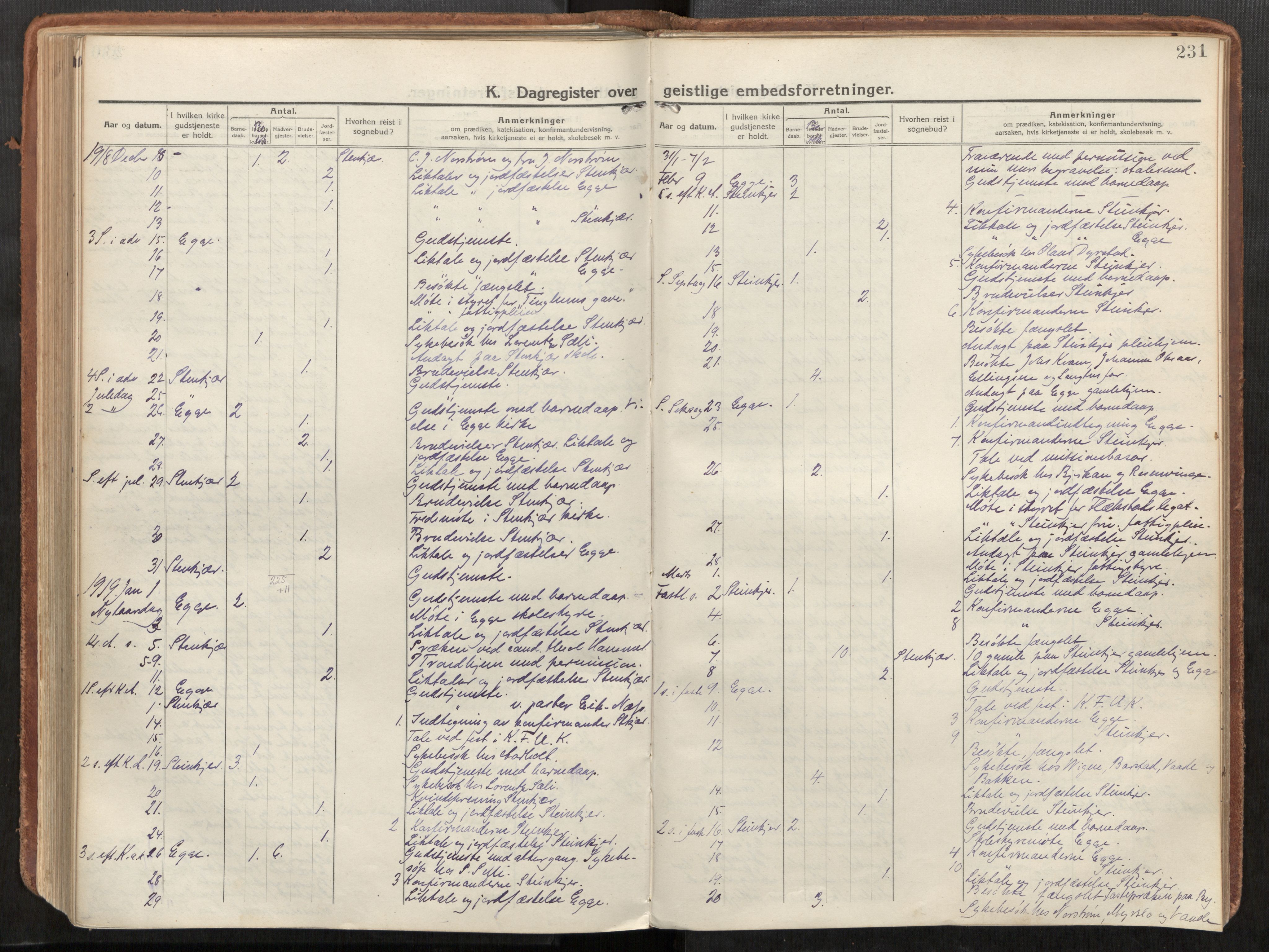 Steinkjer sokneprestkontor, SAT/A-1541/01/H/Ha/Haa/L0003: Ministerialbok nr. 3, 1913-1922, s. 231