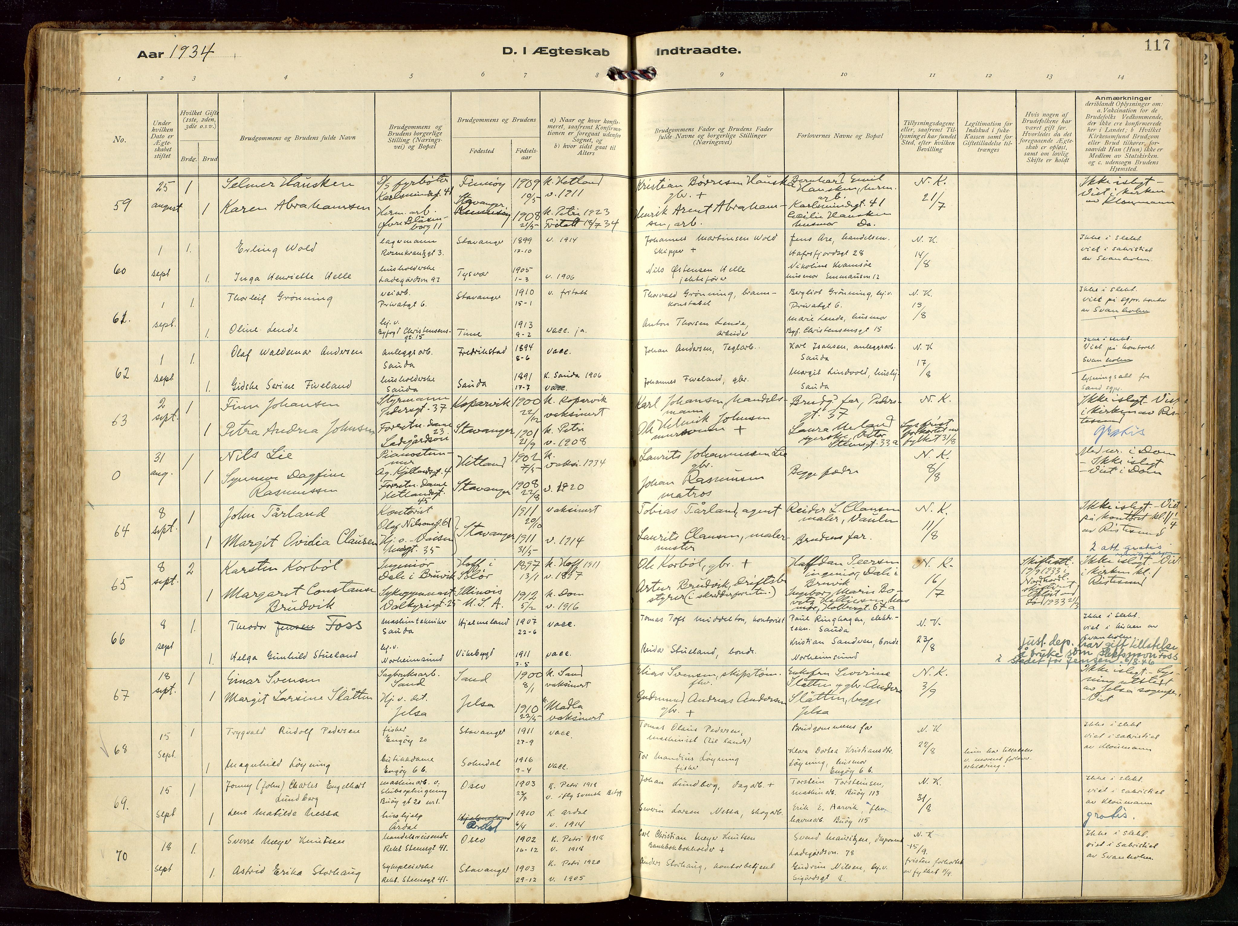 St. Petri sokneprestkontor, AV/SAST-A-101813/002/D/L0002: Ministerialbok nr. A 27, 1921-1942, s. 117