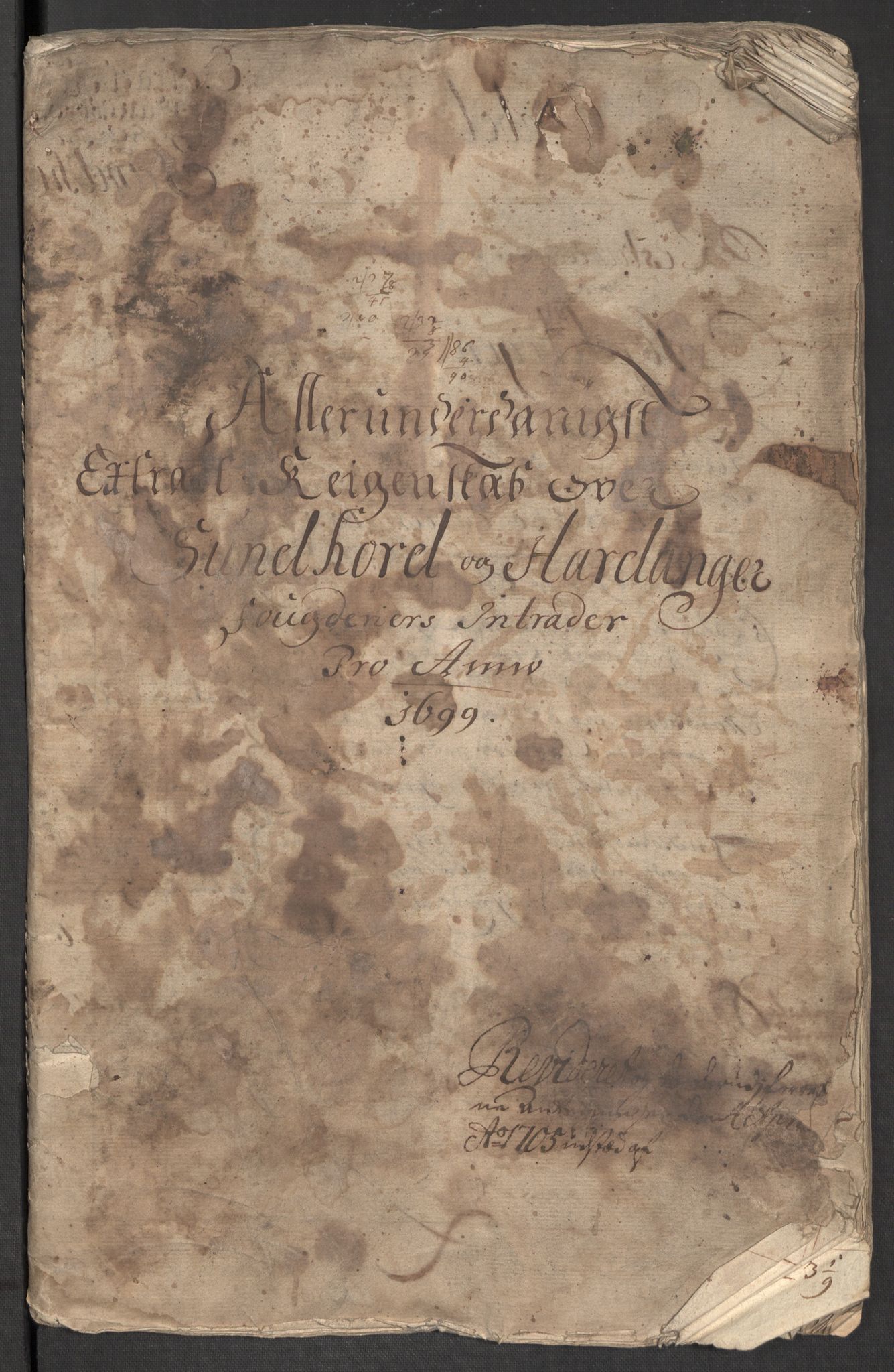 Rentekammeret inntil 1814, Reviderte regnskaper, Fogderegnskap, RA/EA-4092/R48/L2978: Fogderegnskap Sunnhordland og Hardanger, 1699, s. 3