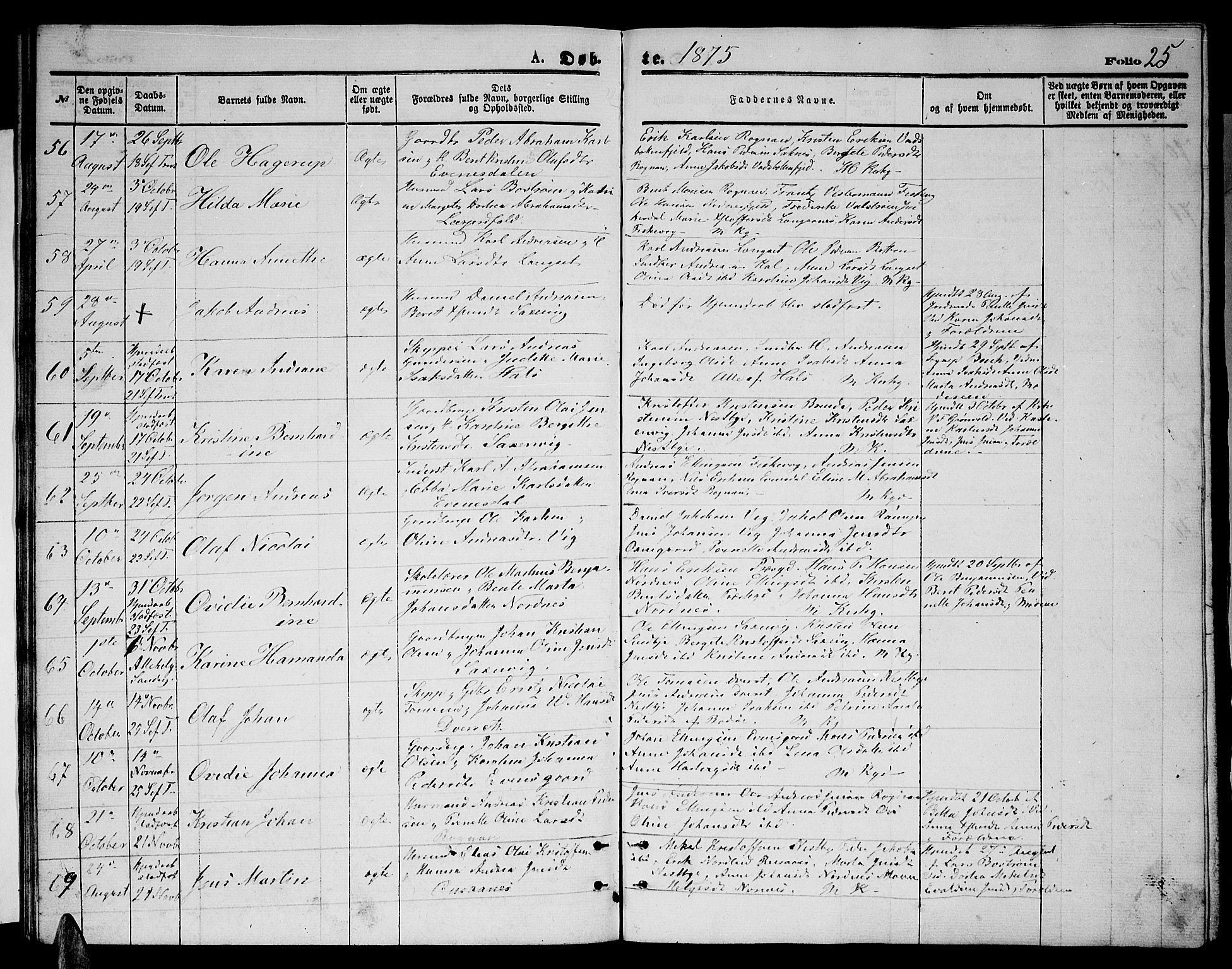 Ministerialprotokoller, klokkerbøker og fødselsregistre - Nordland, AV/SAT-A-1459/847/L0679: Klokkerbok nr. 847C07, 1870-1888, s. 25
