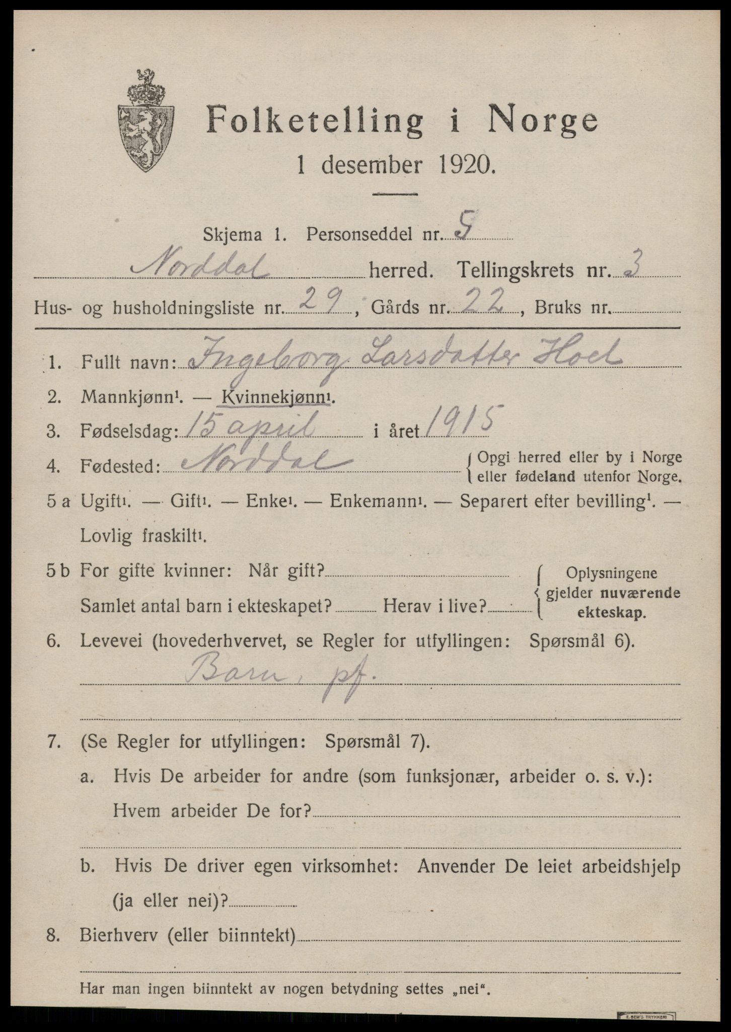 SAT, Folketelling 1920 for 1524 Norddal herred, 1920, s. 2397