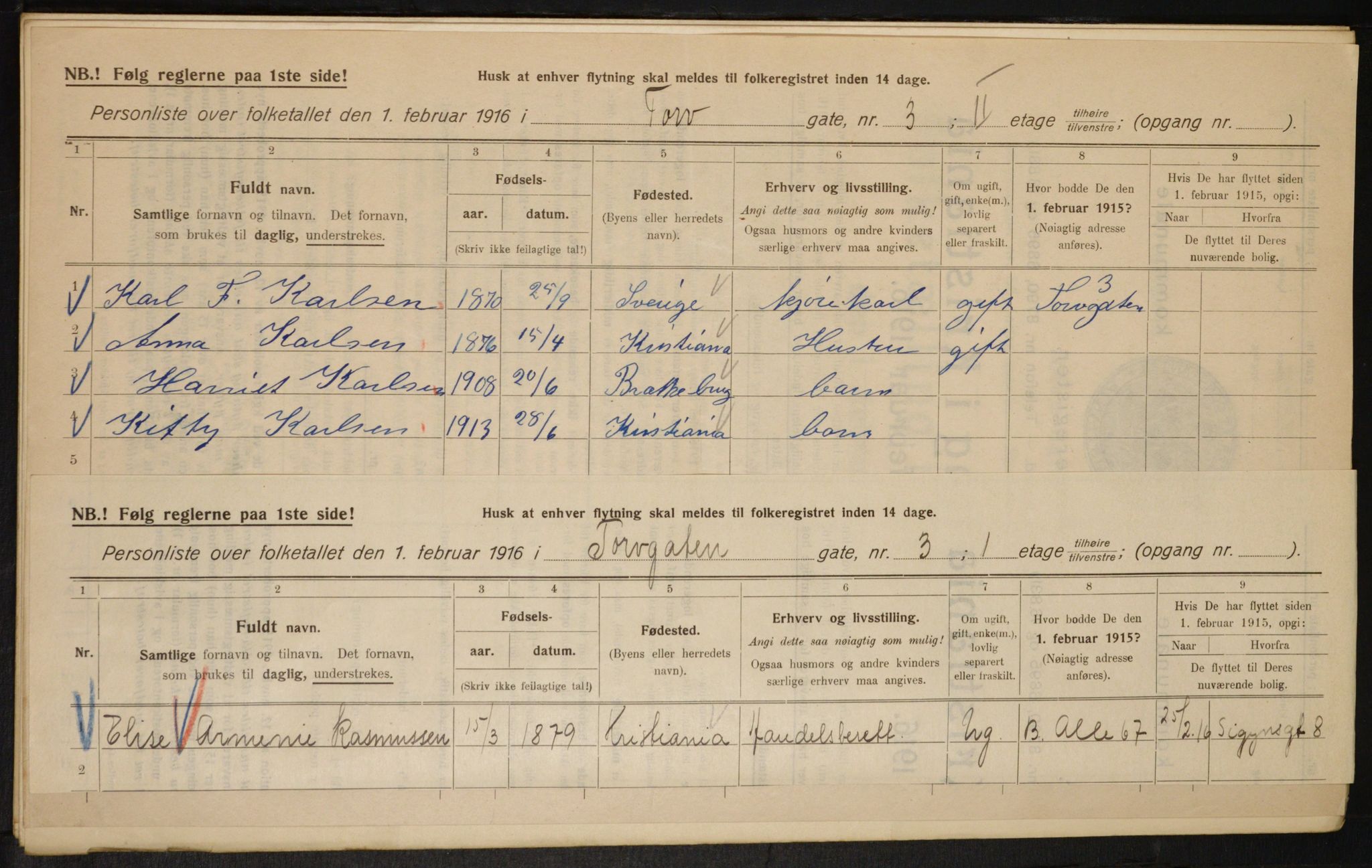 OBA, Kommunal folketelling 1.2.1916 for Kristiania, 1916, s. 117108