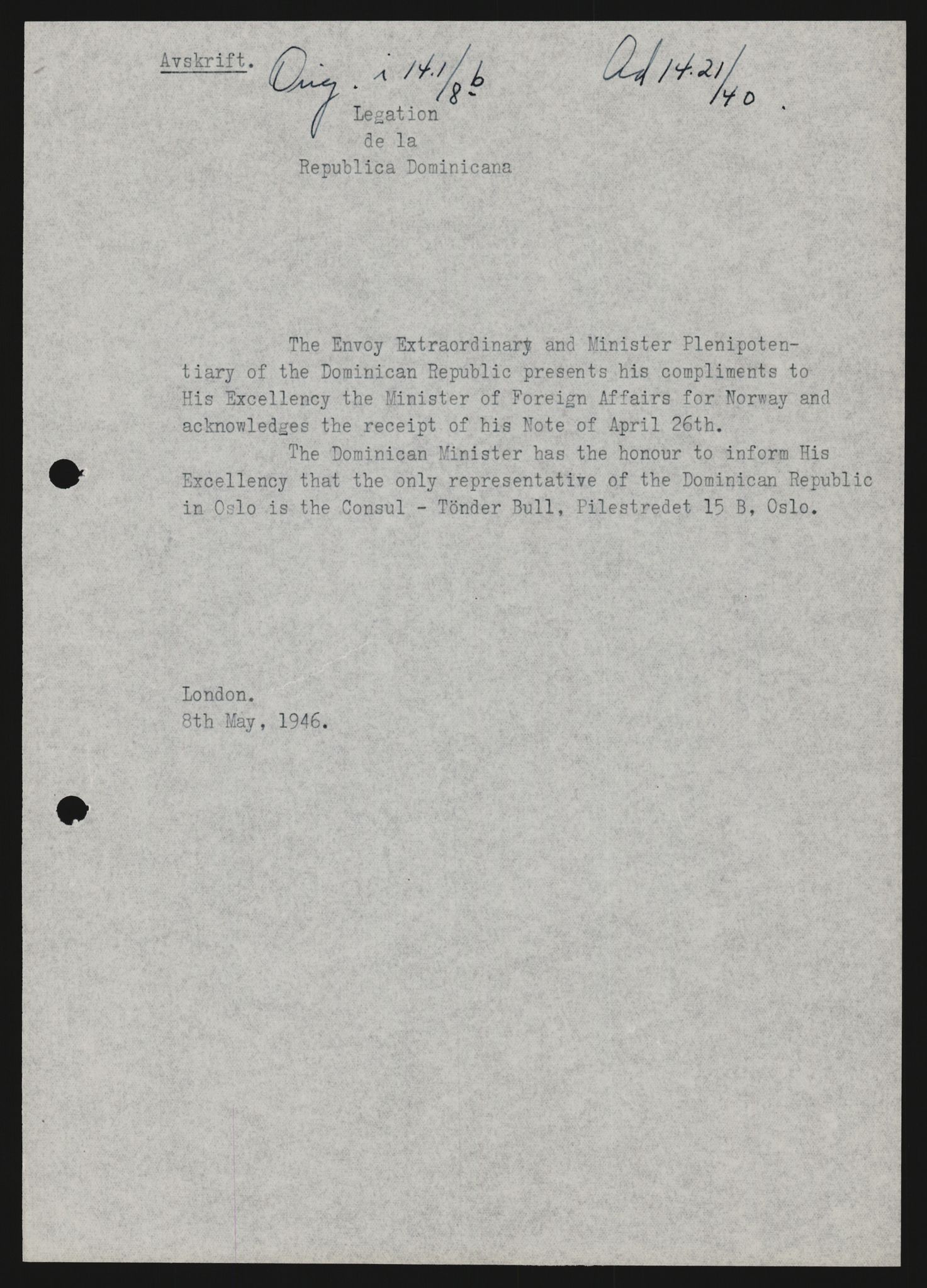 Utenriksdepartementet, AV/RA-S-2259, 1942-1946, s. 16