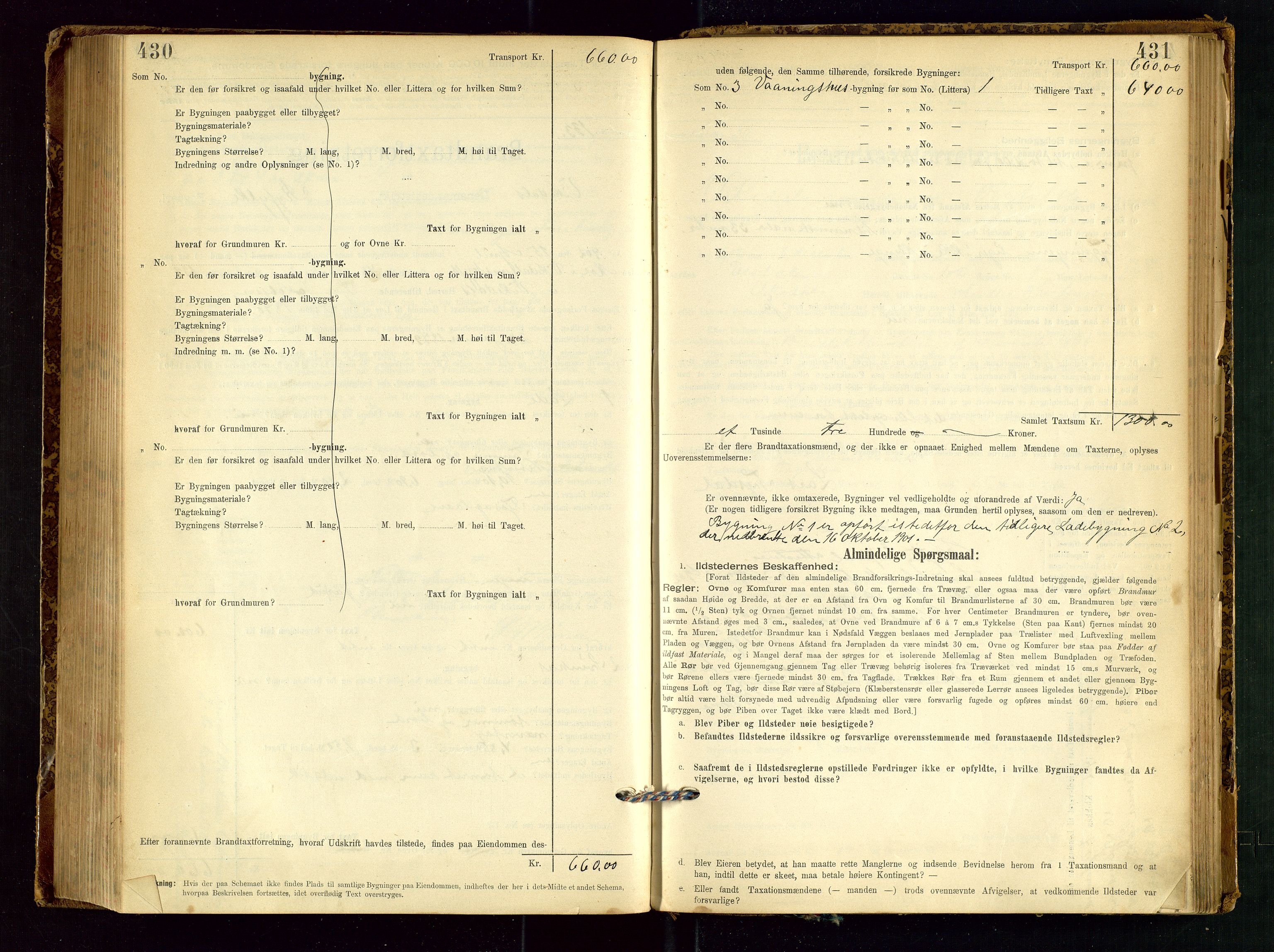 Vikedal lensmannskontor, AV/SAST-A-100179/Gob/L0004: Branntakstprotokoll, 1894-1952, s. 430-431