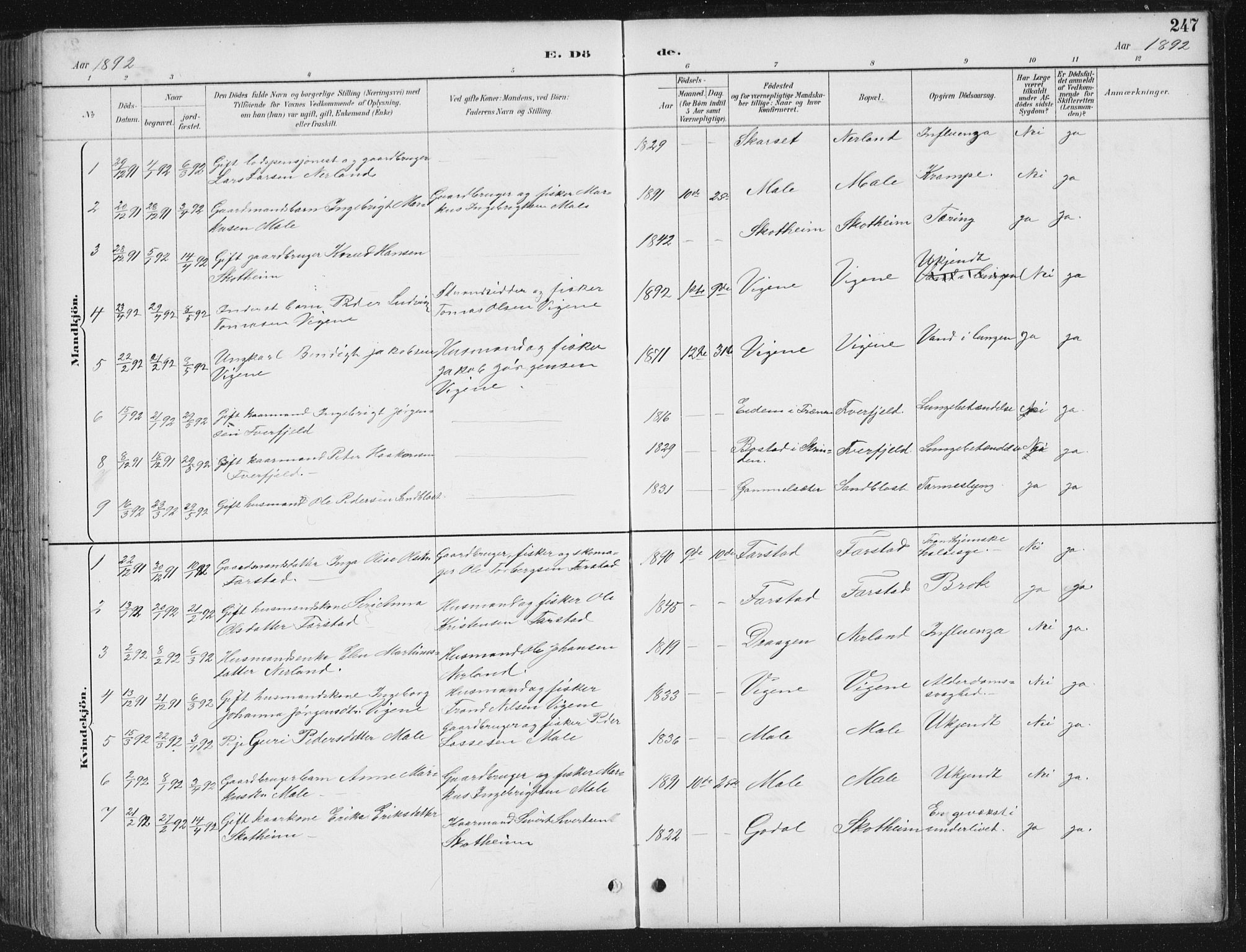 Ministerialprotokoller, klokkerbøker og fødselsregistre - Møre og Romsdal, AV/SAT-A-1454/567/L0783: Klokkerbok nr. 567C03, 1887-1903, s. 247