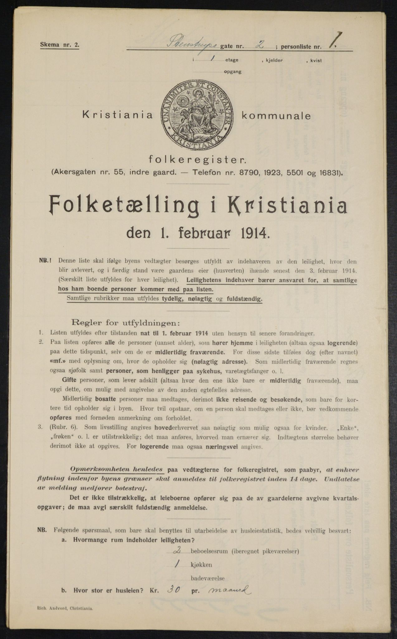 OBA, Kommunal folketelling 1.2.1914 for Kristiania, 1914, s. 100813