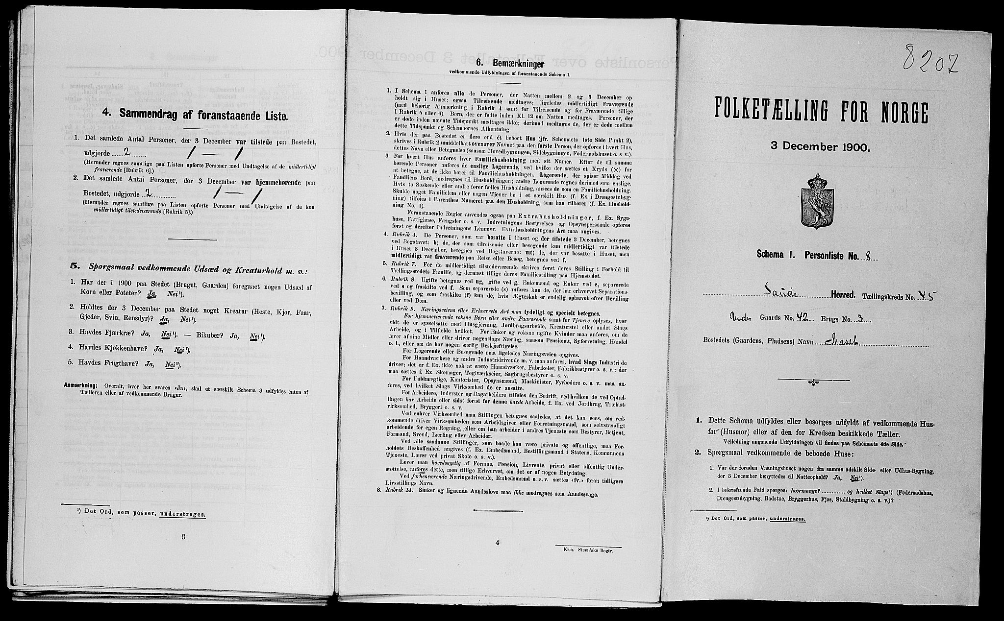 SAST, Folketelling 1900 for 1135 Sauda herred, 1900, s. 660