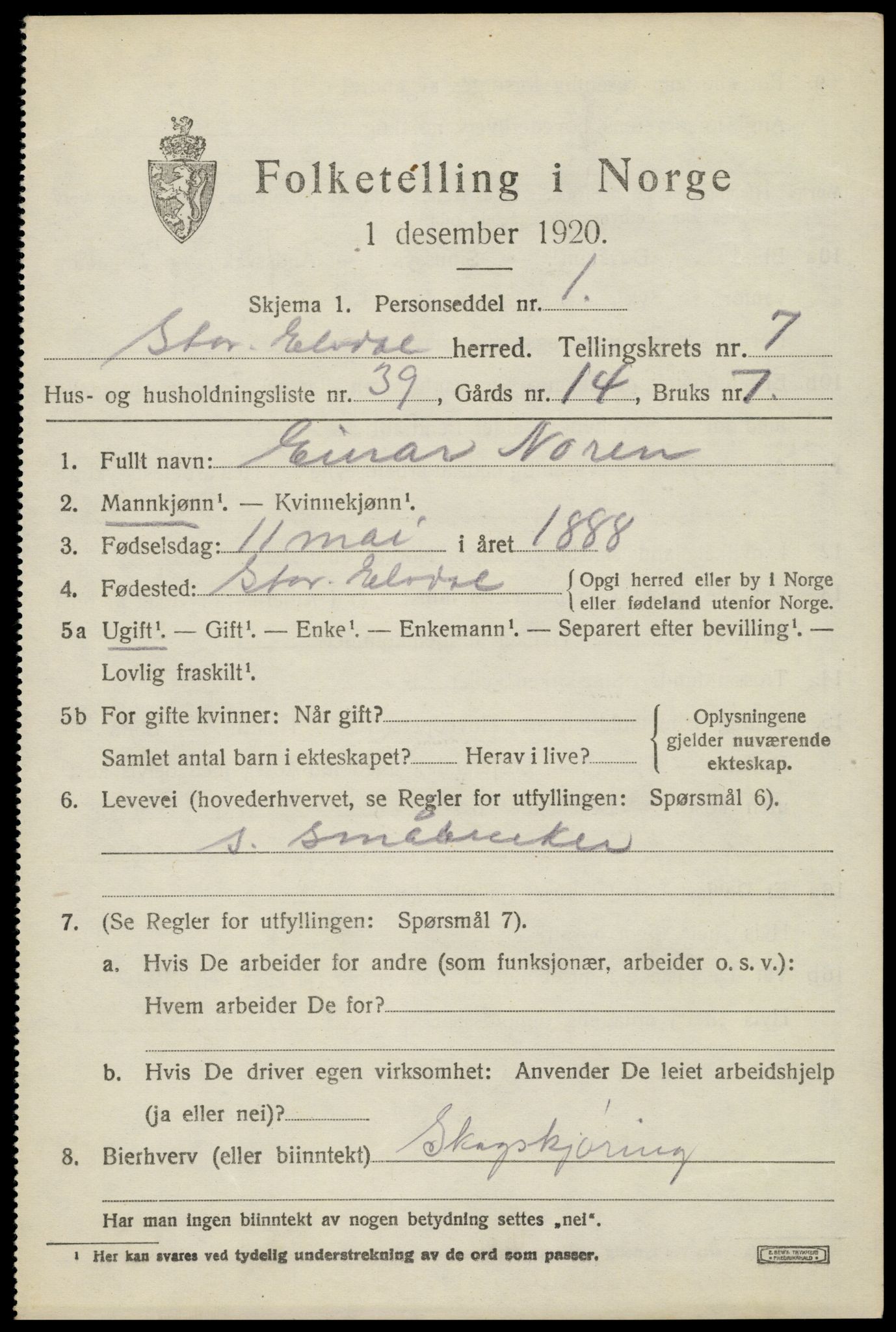 SAH, Folketelling 1920 for 0430 Stor-Elvdal herred, 1920, s. 6236