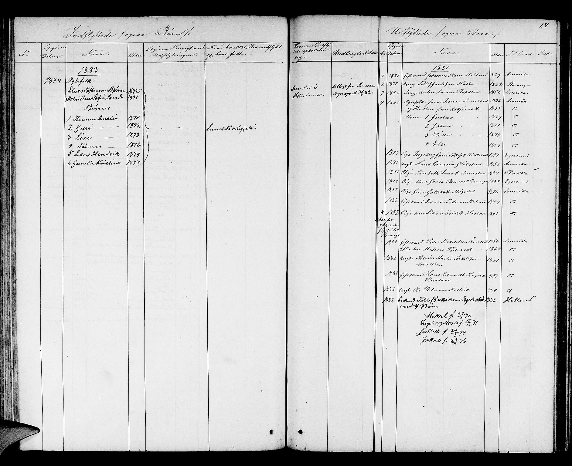 Helleland sokneprestkontor, AV/SAST-A-101810: Klokkerbok nr. B 2, 1848-1886, s. 281