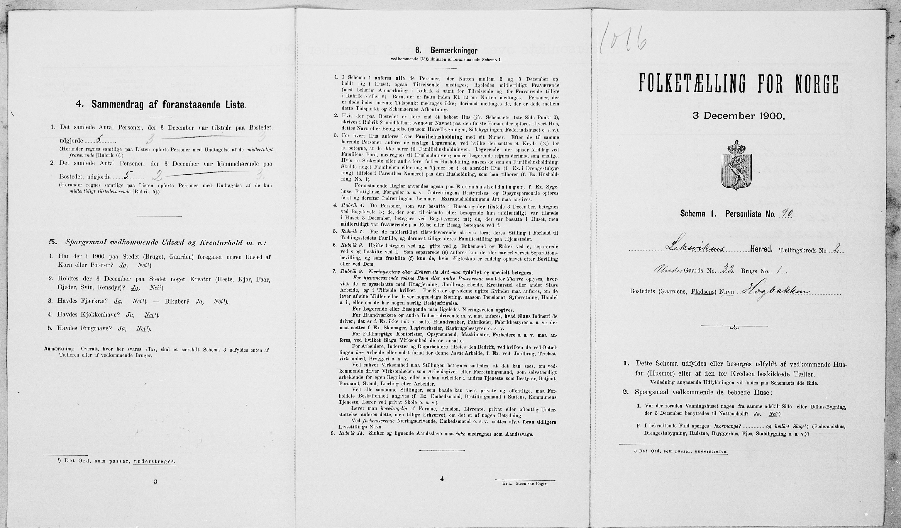 SAT, Folketelling 1900 for 1718 Leksvik herred, 1900, s. 334
