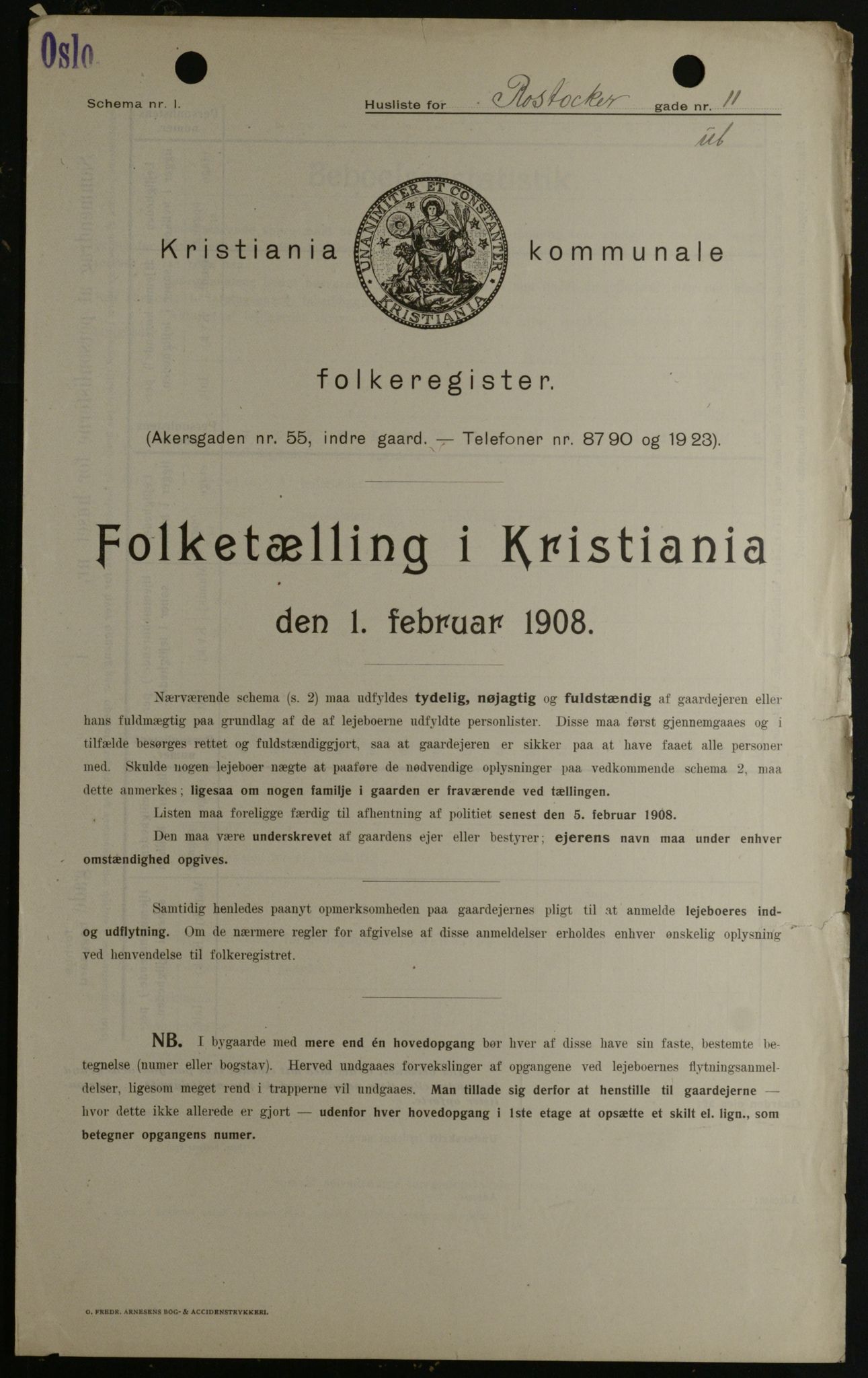 OBA, Kommunal folketelling 1.2.1908 for Kristiania kjøpstad, 1908, s. 76190