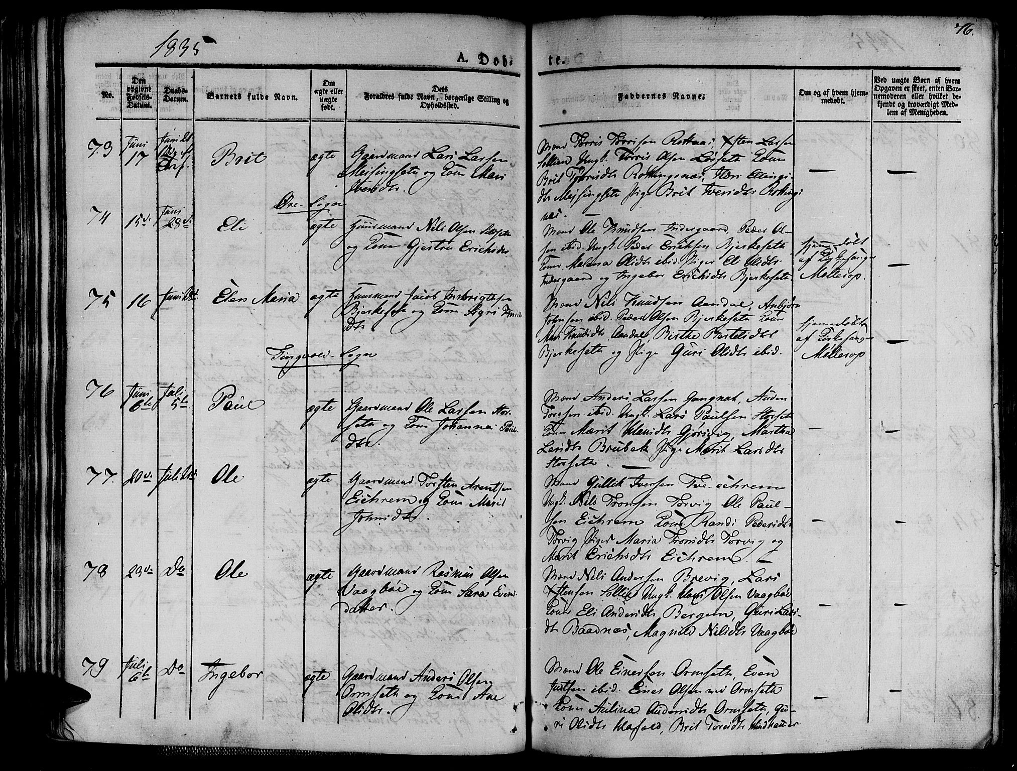 Ministerialprotokoller, klokkerbøker og fødselsregistre - Møre og Romsdal, AV/SAT-A-1454/586/L0983: Ministerialbok nr. 586A09, 1829-1843, s. 76