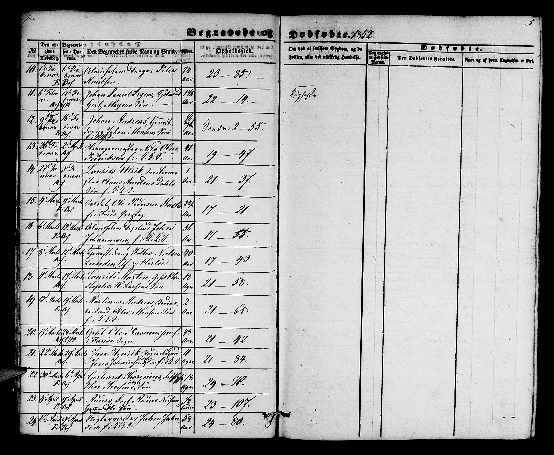 Korskirken sokneprestembete, AV/SAB-A-76101/H/Hab: Klokkerbok nr. E 2, 1851-1871, s. 5