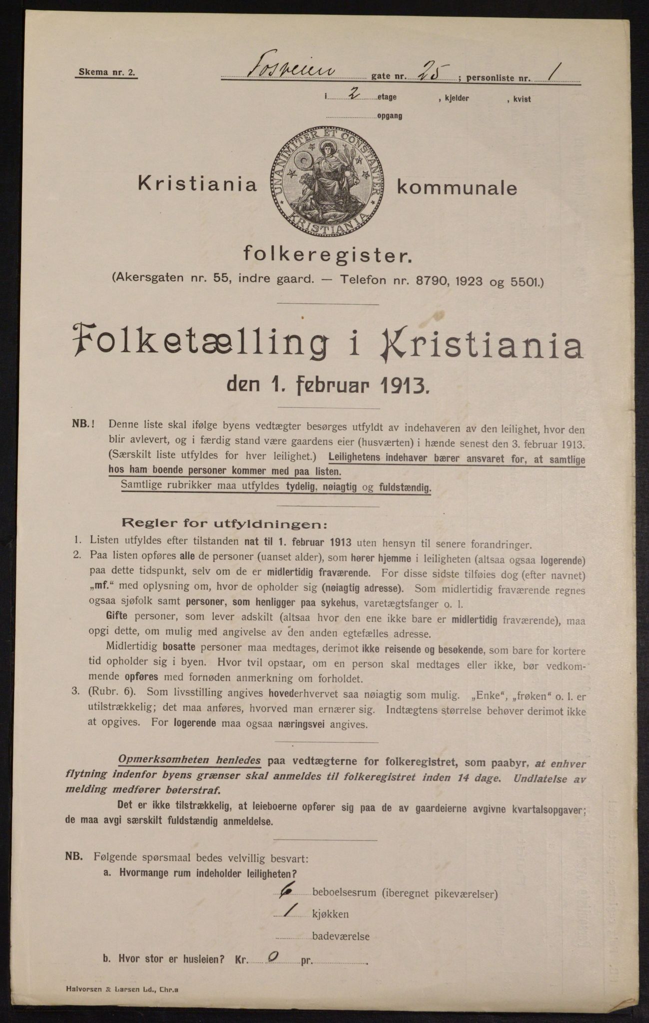 OBA, Kommunal folketelling 1.2.1913 for Kristiania, 1913, s. 25475
