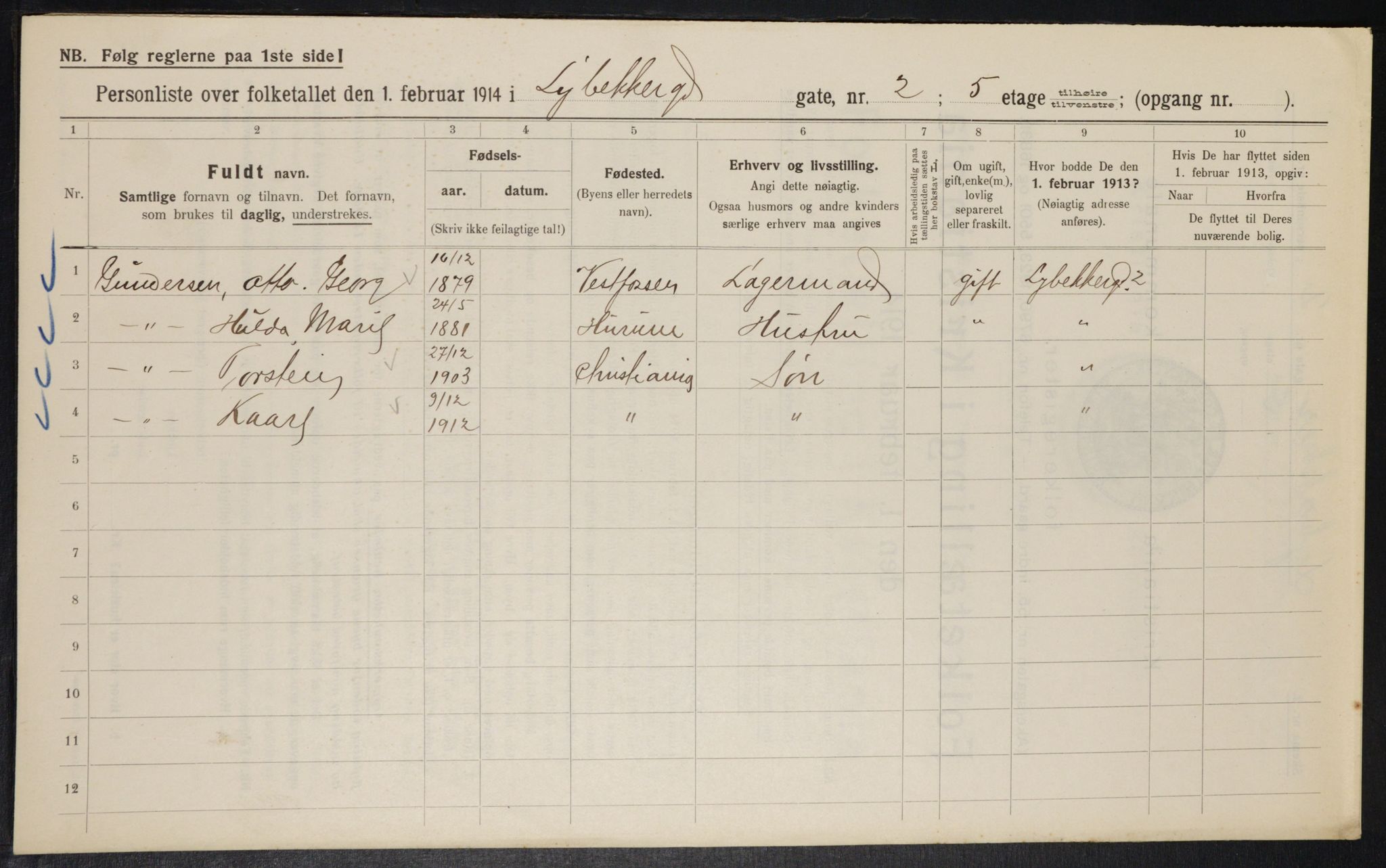 OBA, Kommunal folketelling 1.2.1914 for Kristiania, 1914, s. 58368